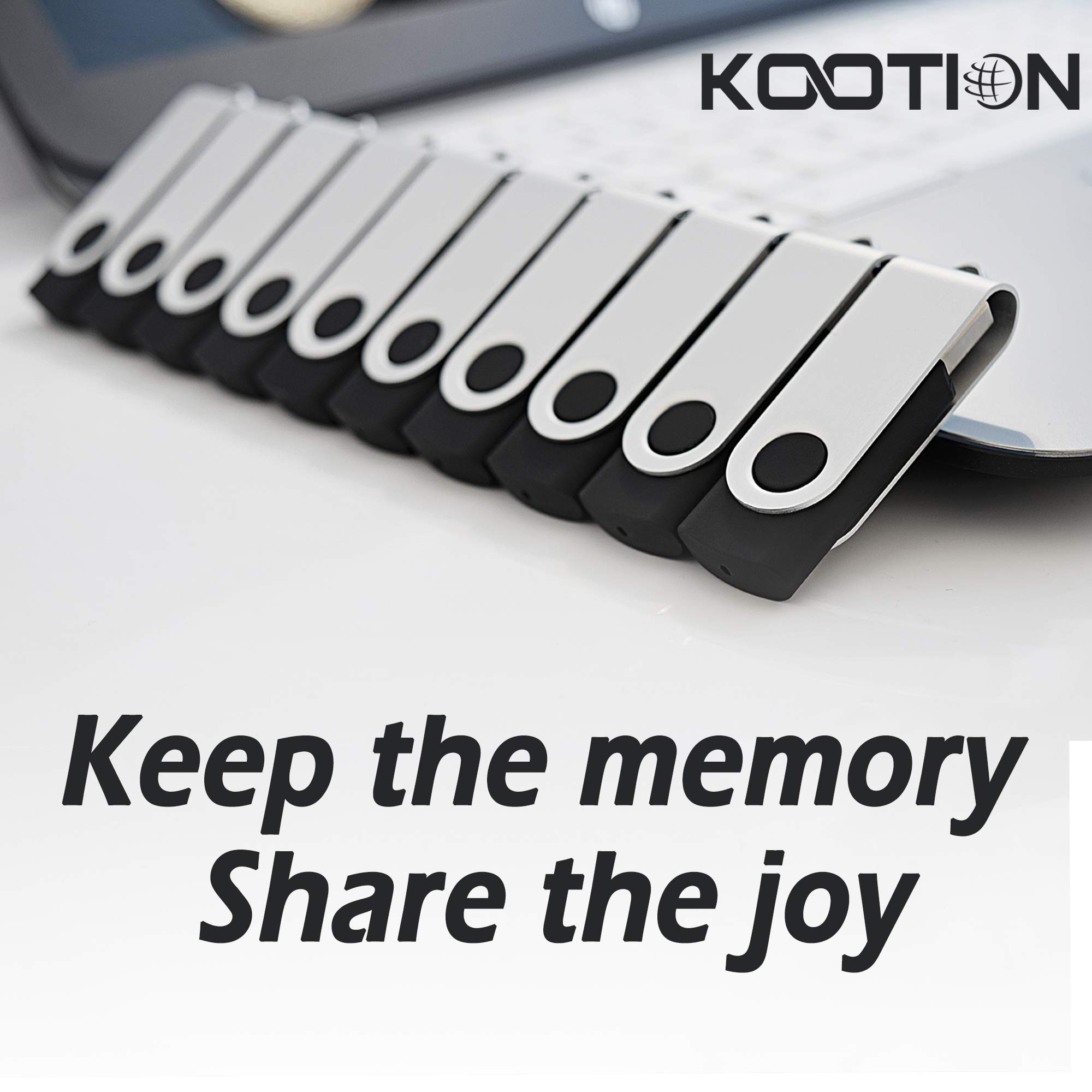 KOOTION 100 Pack 8GB USB 2.0 Flash Drive Bulk - Swivel Thumb Drive Memory Stick for Data Storage, File Transfer, School, Office, Business (Black, 100 Pcs No Logo) - Perfect for Bulk Orders, Promotions & Corporate Gifts