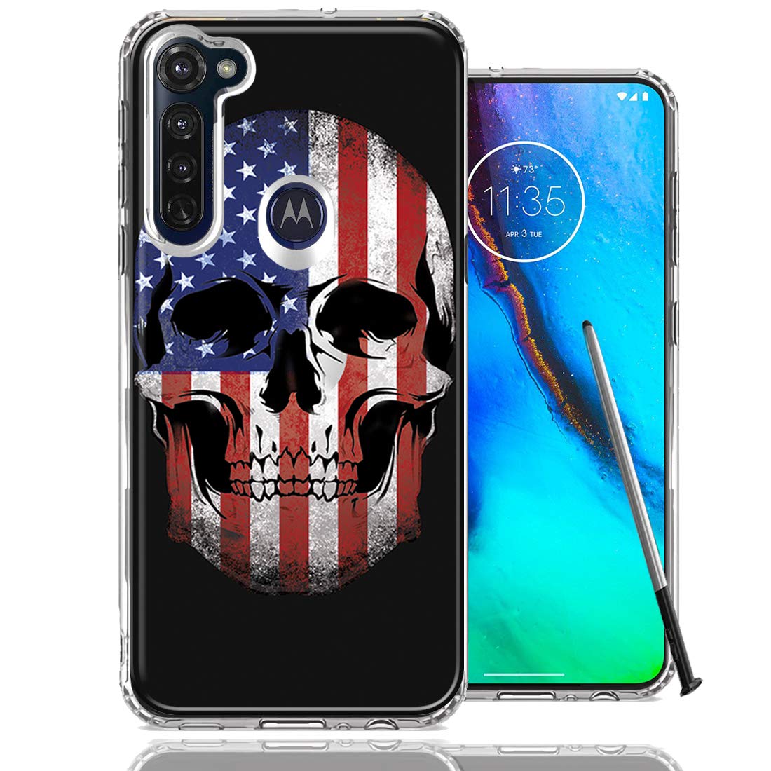 Motorola Moto G Stylus Case - US Flag Skull Design for Protection & Style