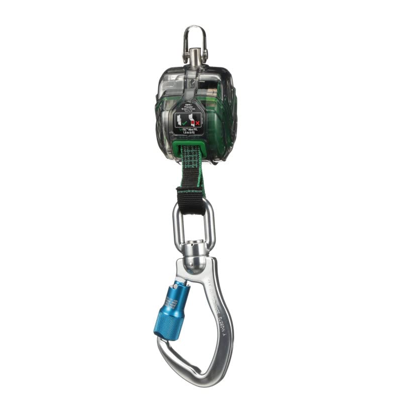 MSA 63011-00C V-TEC Mini Personal Fall Limiter - 6' (1.8m) Single-Leg Retractable Lanyard with Aluminum Swivel Carabiner & Steel Harness Connection | Fall Protection for Construction, Roofing & Industrial Work Safety