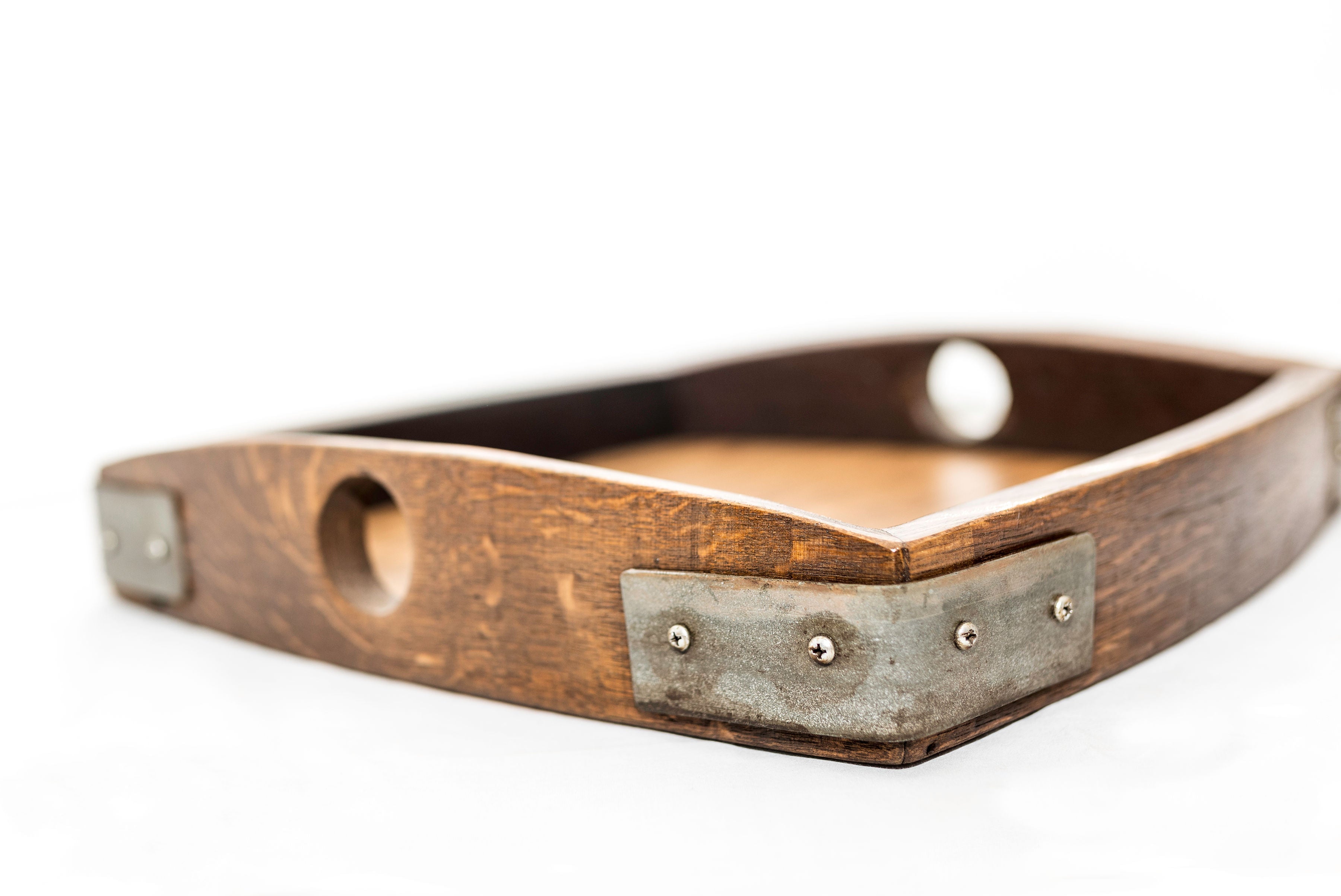 Reclaimed Oak Wood Rectangular Serving Tray - Handcrafted from Wine Barrels | Perfect for Charcuterie, Breakfast in Bed & Home Decor