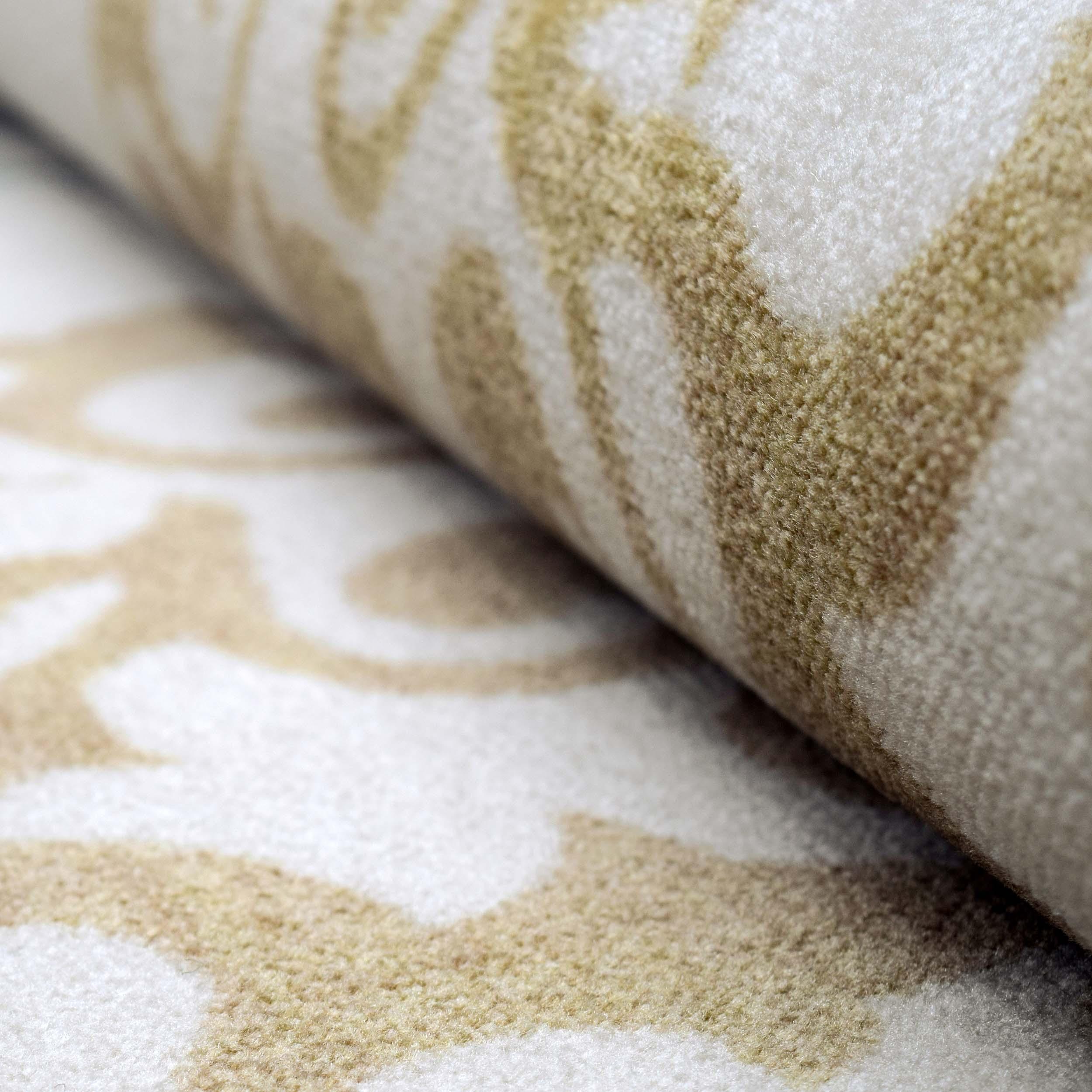 Non-Slip Washable Amber Floral Scroll Indoor Area Rug or Runner - Perfect for Living Room, Bedroom, and Hallway Decor