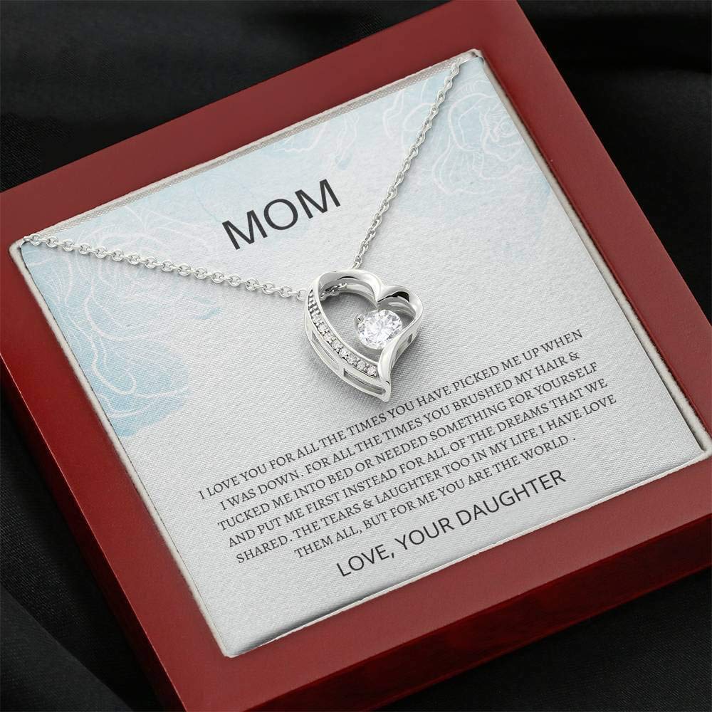 Forever Love Necklace for Mom - Heartfelt Mother's Day Gift from Daughter, Sterling Silver Mom Jewelry with Gift Card | Perfect for Birthday, Anniversary & Special Occasions