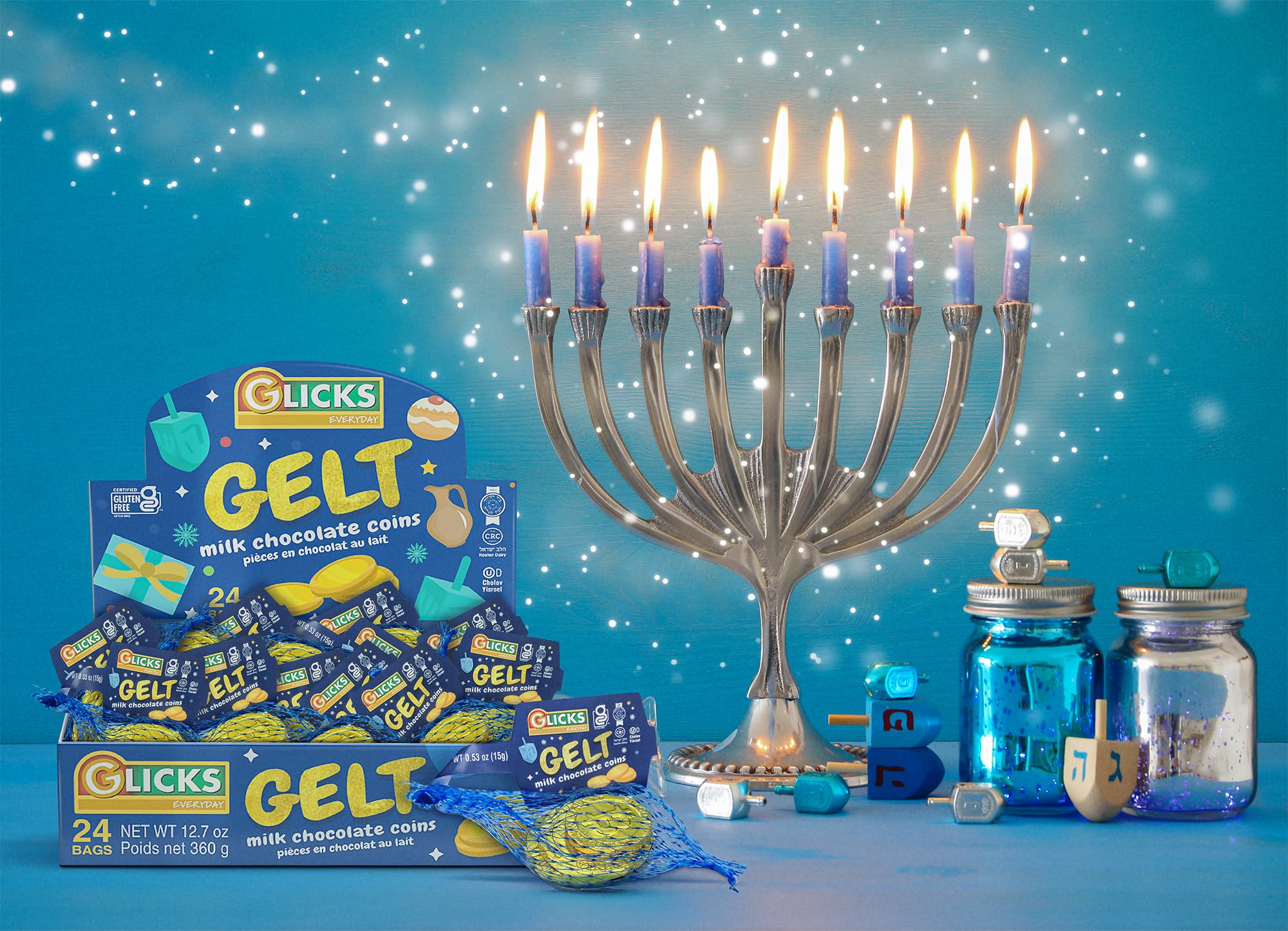 Glicks Kosher Milk Chocolate Gold Coins - 8 Bags (24 Coins Total) | St. Patrick's Day, Hanukkah Gelt & Holiday Treats | Gluten-Free Israeli Chocolate | Perfect for Dreidel Games, Party Favors & Everyday Snacking