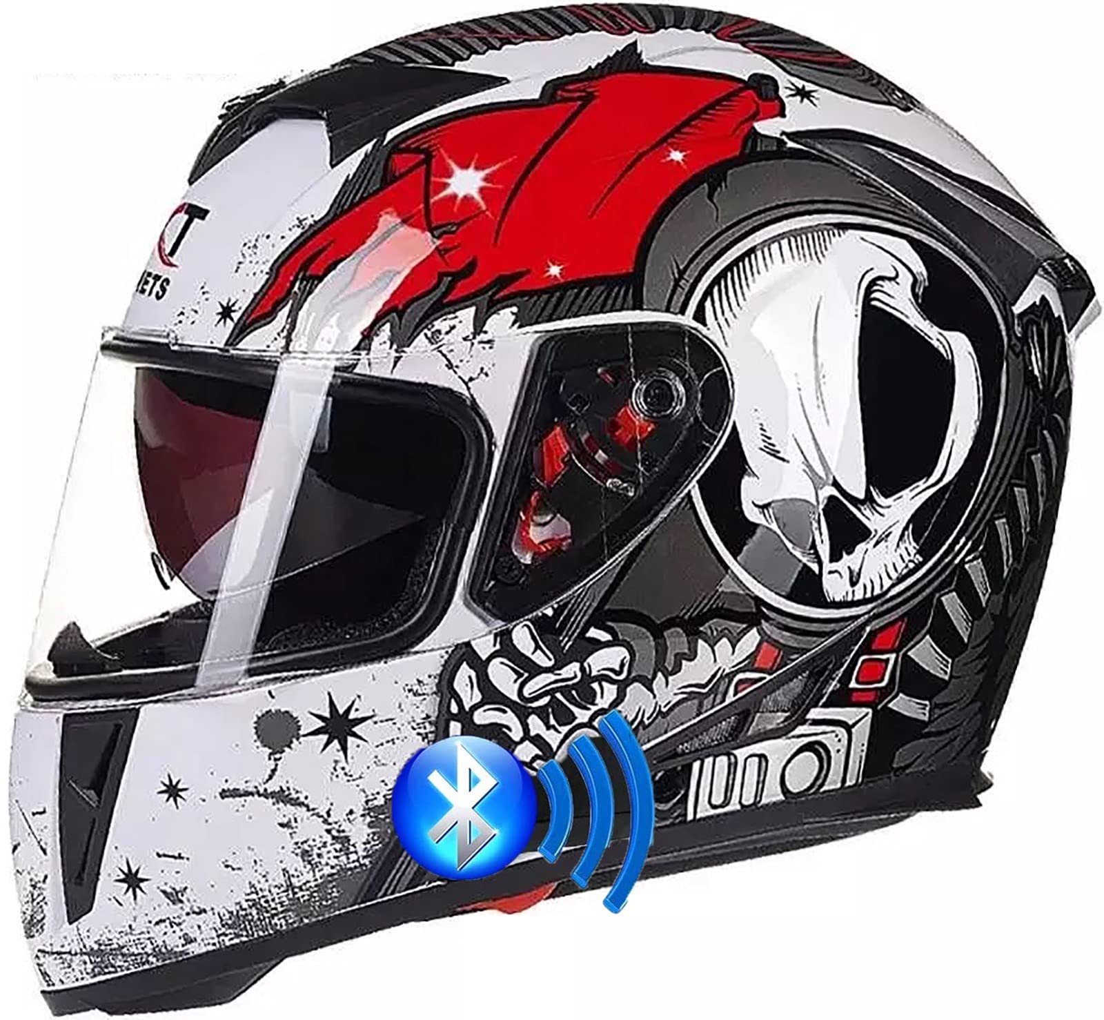 DOT Certified Bluetooth Motorcycle Helmet - Lightweight Full Face Street & Off-Road Bike Helmet with Clear Shields for Men & Women | Perfect for Commuting, Touring & Adventure Riding