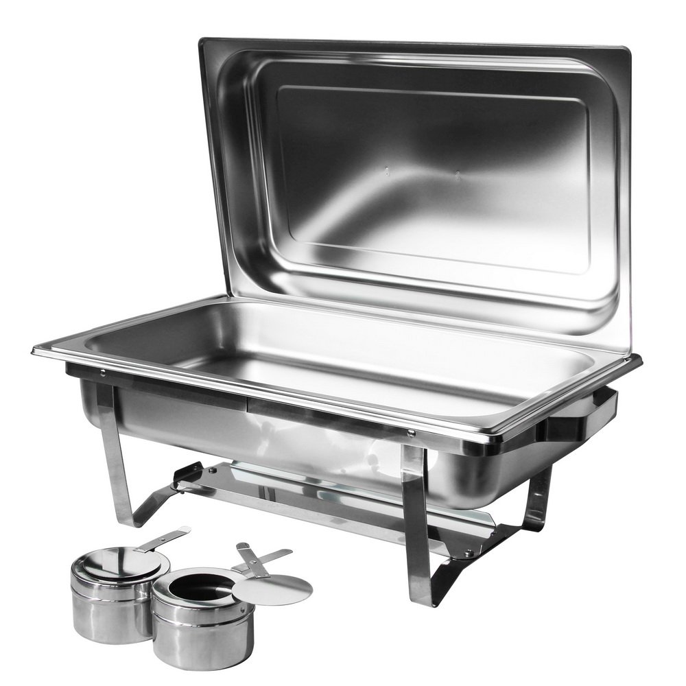 ROVSUN 8 Qt 10-Piece Stainless Steel Buffet Chafing Dish Set - NSF Certified Rectangular Catering Chafer Warmer with Trays, Lids & Folding Stand - Perfect for Banquets, Weddings, Catering Events & Home Dining Parties