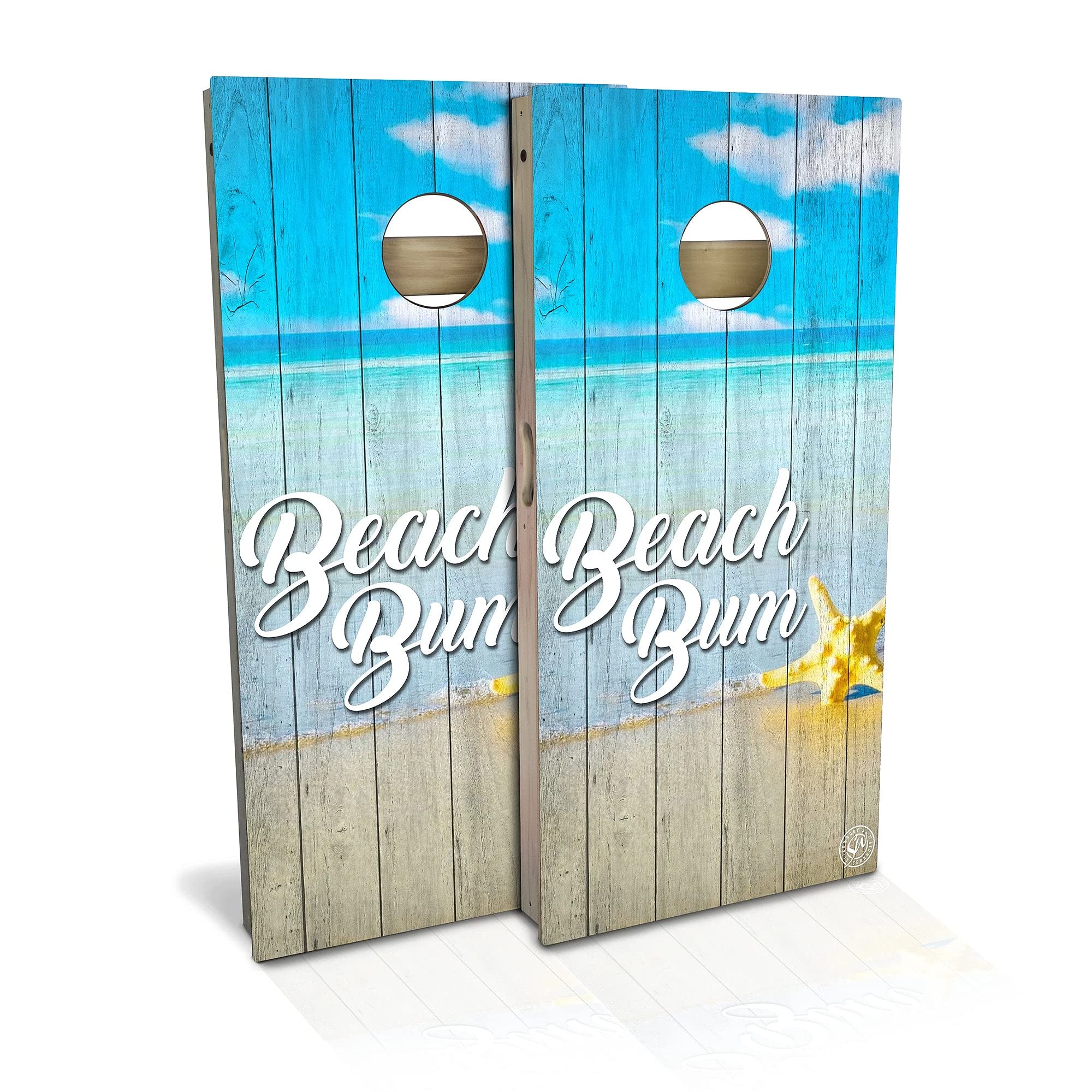 Premium Beach Bum Cornhole Game Set - 2 Wooden Boards & 8 Bean Bags - Multiple Sizes & Accessories Included - Perfect for Backyard BBQ, Beach Parties & Tailgating Events