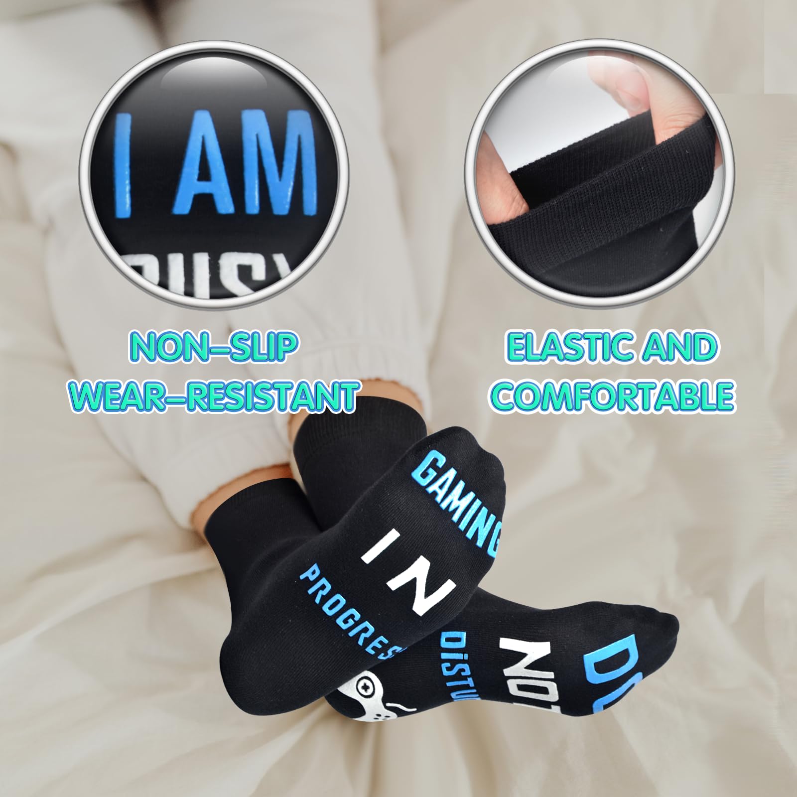 Funny Gaming Socks for Men & Women - Christmas Stocking Stuffers & Birthday Gifts for Teen Boys & Gamer Friends - Perfect for Gaming Sessions & Lounge Wear