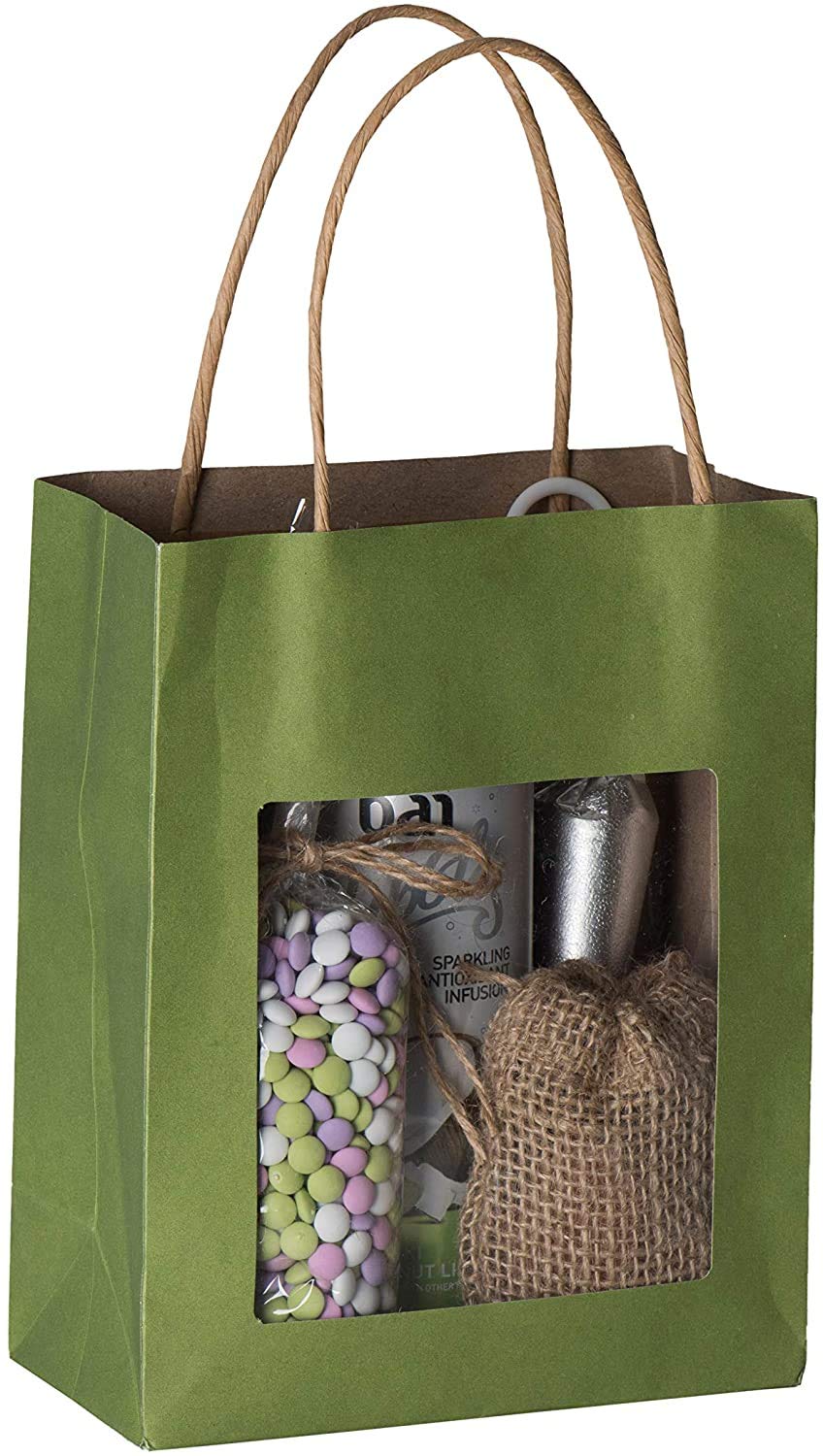 Eco-Friendly Kraft Paper Gift Bags with Handles - Bulk 200 Pack Medium Size (7.75