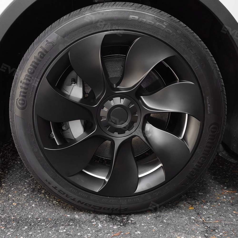 Tesla Model Y 19 Inch Überturbine Wheel Cover Set (4PCS) - Matte Black Hub Caps for Enhanced Style & Protection | Perfect for Road Trips & Daily Commutes