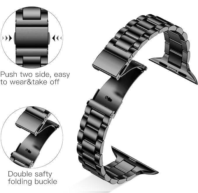 Premium Stainless Steel Apple Watch Band - Compatible with Series 10/9/8/7/6/5/4/3/SE/Ultra (38mm/40mm/41mm/42mm/44mm/45mm/46mm/49mm) - Durable Metal Strap Replacement for Men & Women - Perfect for Workouts, Office Wear & Everyday Use