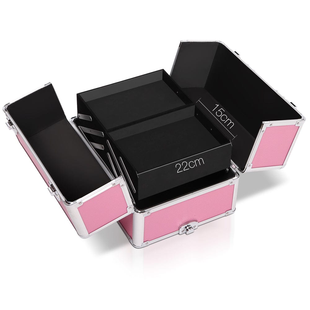 Embellir Professional Makeup Case - Beauty Trolley with Wheels, Large Cosmetic Organizer for Travel, Salon & Home Storage (Pink) | Perfect for Makeup Artists, Beauty Enthusiasts & On-the-Go Professionals