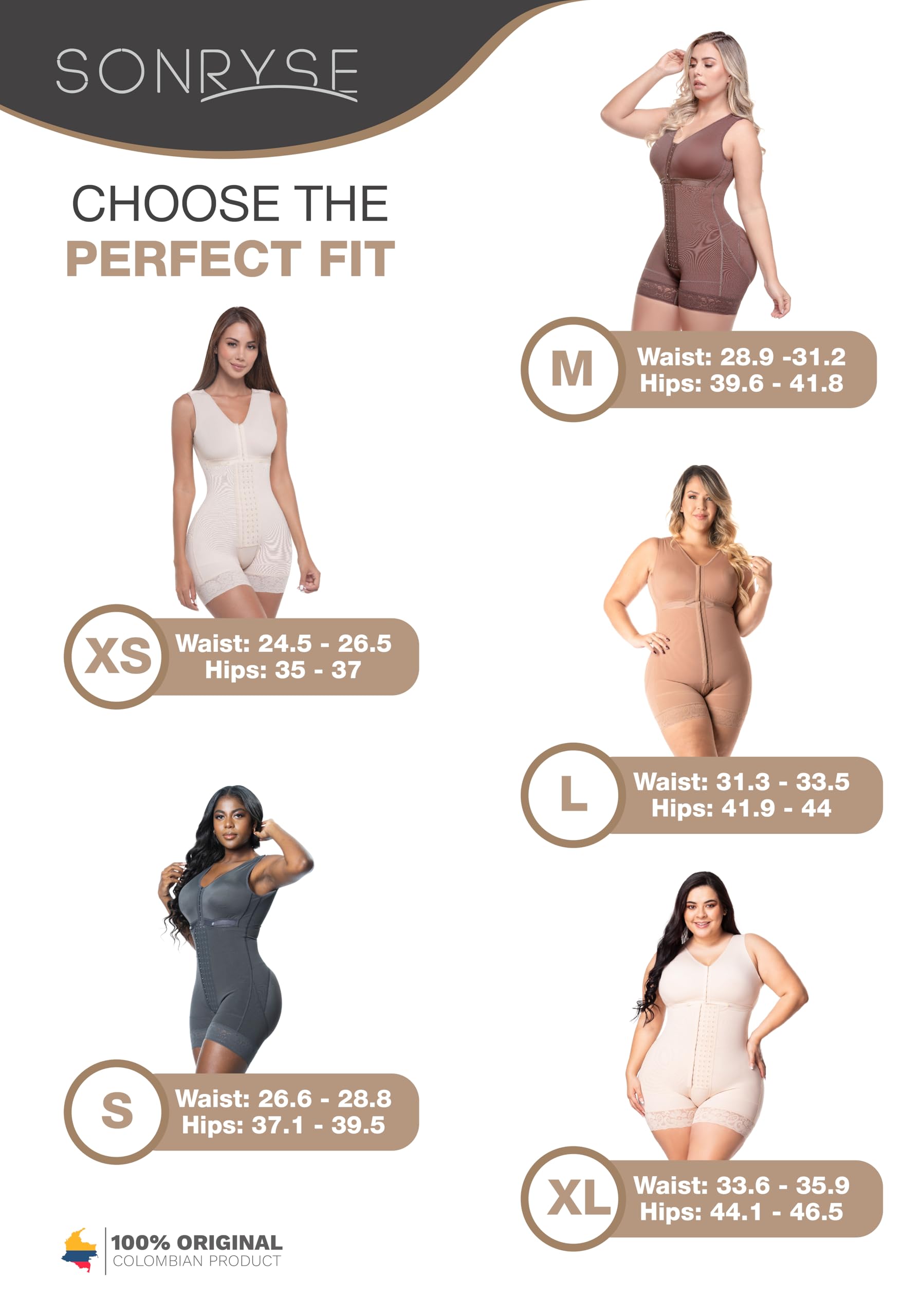 Sonryse Stage 2 Post-Surgery Compression Garment - Colombian Waist Trainer & Body Shaper for Women - Perfect for Postpartum Recovery, Tummy Tuck & Liposuction Recovery