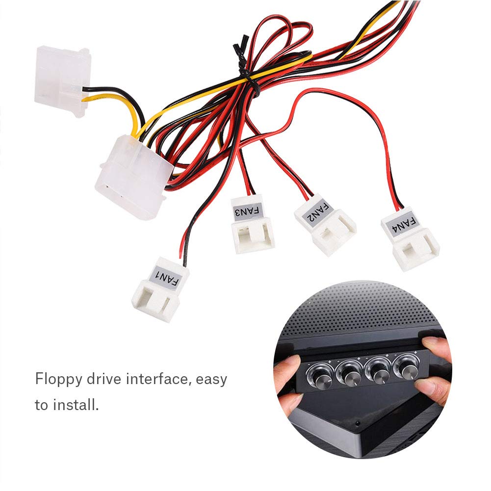 4 Channel PC Fan Speed Controller - Adjustable Computer Cooling Fan Heat Sink with Blue LED for Gaming PC, Workstation & Server Cooling System