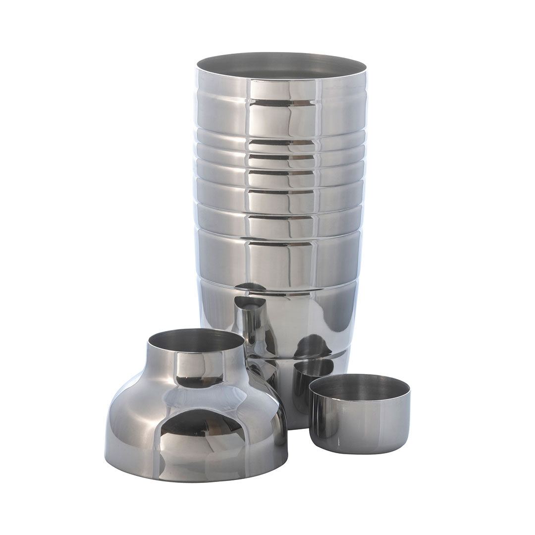 Premium 22oz Stainless Steel Ribbed Cocktail Shaker - Professional Bar Tool for Mixing Martinis, Margaritas & Cocktails - Perfect for Home Bars, Parties & Bartending