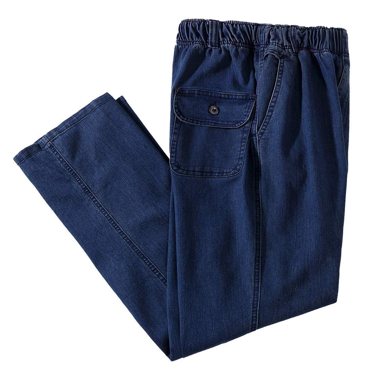 Ylingjun Men's Stretch Elastic Waist Jeans - Comfortable Loose Fit Pull On Denim Pants for Casual Wear | Perfect for Work, Travel & Everyday Use