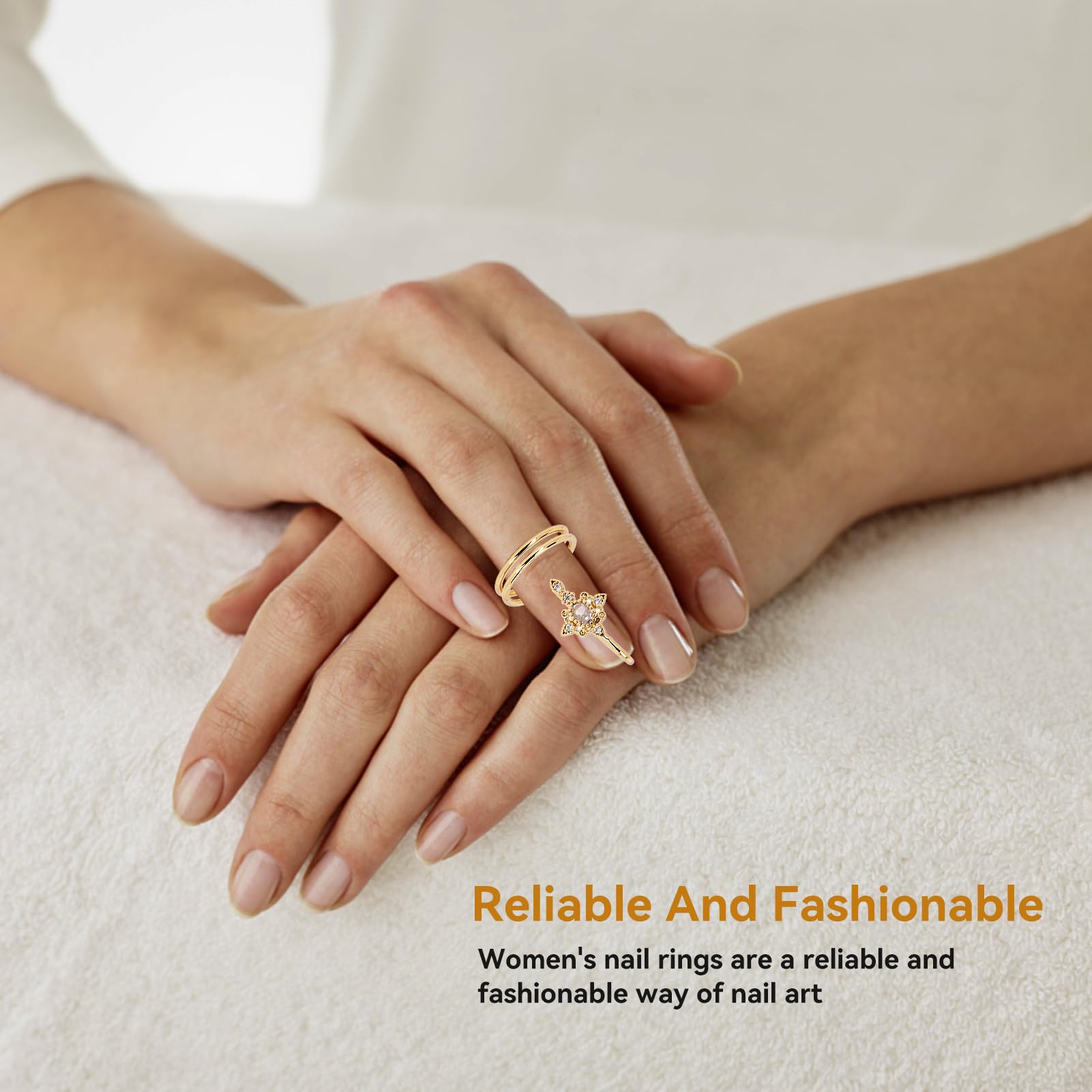Fashionable Women's Finger Nail Rings - 3057 Gold Knuckle Rings, Nail Cover Jewelry for Manicure & Nail Art Decorations | Perfect for Daily Wear, Parties, and Special Occasions