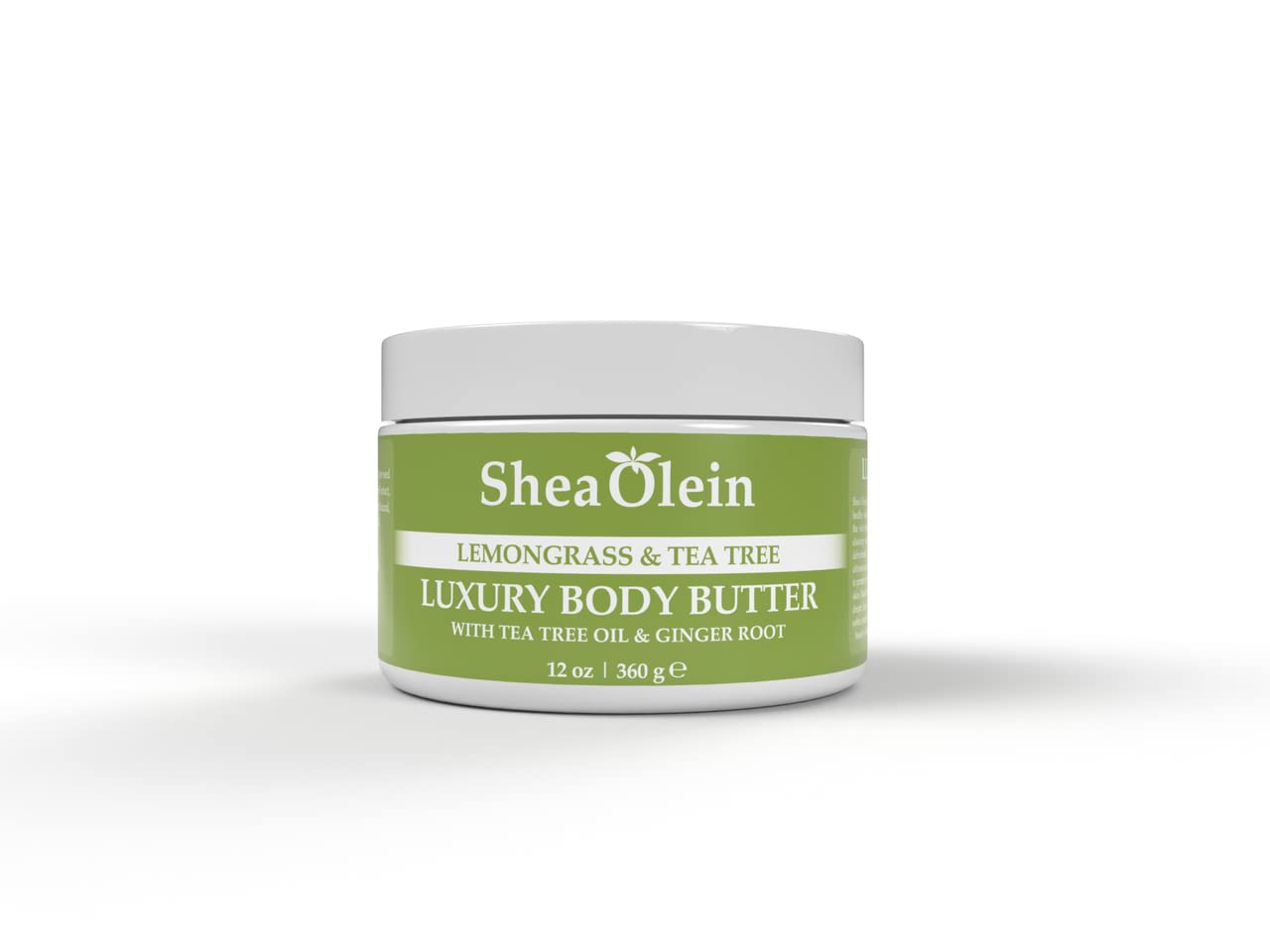 Pure Shea Olein Luxury Body Butter - Lemongrass & Tea Tree Scented, 12oz | Deep Moisturizing & Nourishing for Dry Skin | Perfect for Spa Days, Post-Shower Hydration & Gift Sets