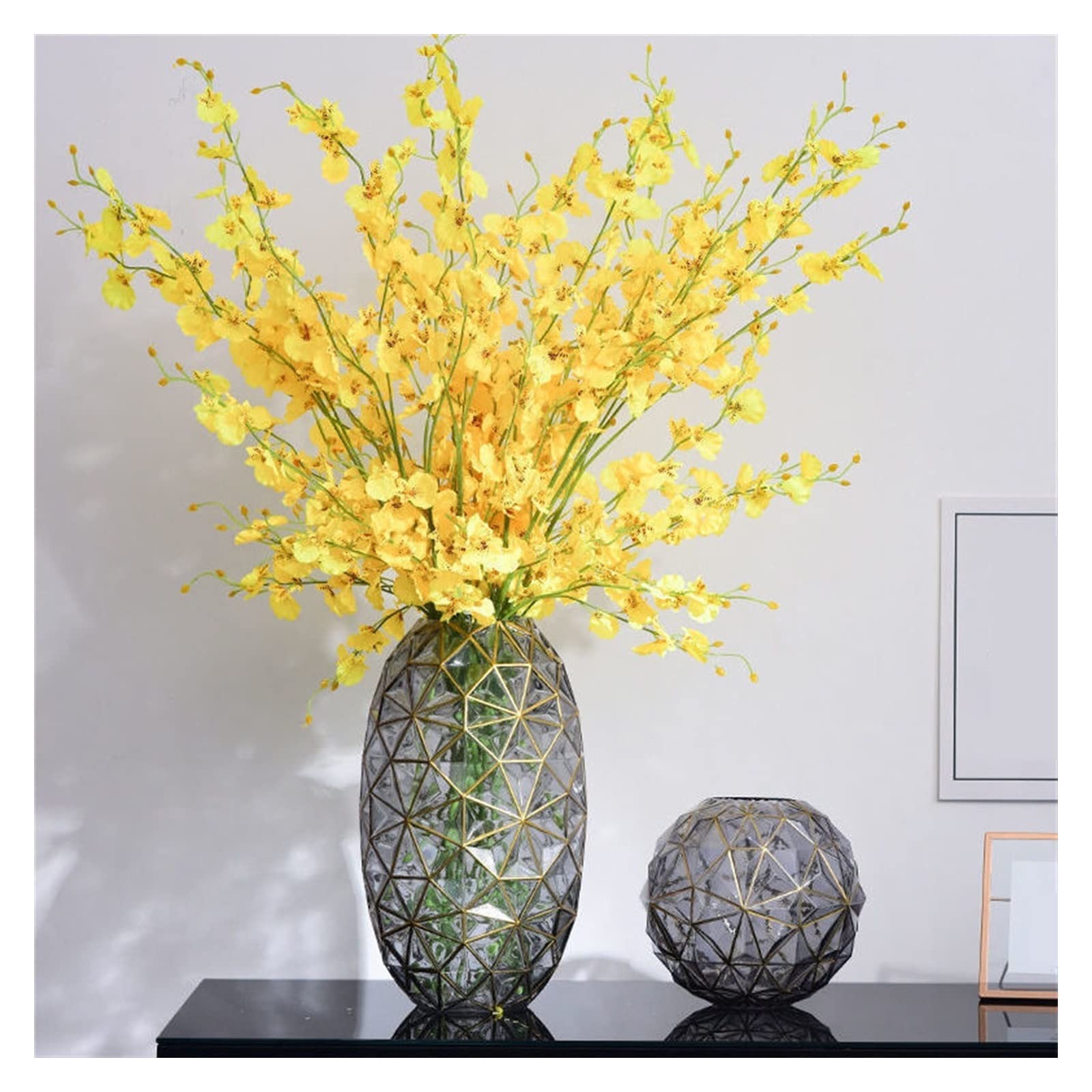 2pcs European-Style Gold-Painted Glass Flower Vases - Elegant Home Decor for Living Room, Dining Table & Wedding Centerpieces | Light Luxury Floral Arrangement Vases (Set of 2, Color B)