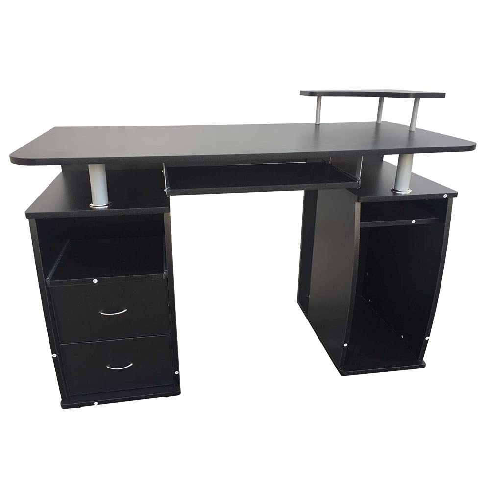 KGEZW Black Melamine Computer Desk with Drawers - 47.2