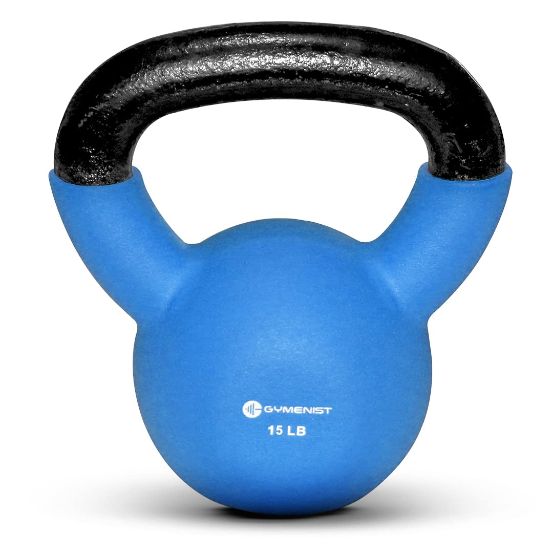 GYMENIST Neoprene Coated Kettlebell - 5-50 lbs Iron Weights for Home Gym, CrossFit & Strength Training - Perfect for HIIT, Cardio & Full Body Workouts