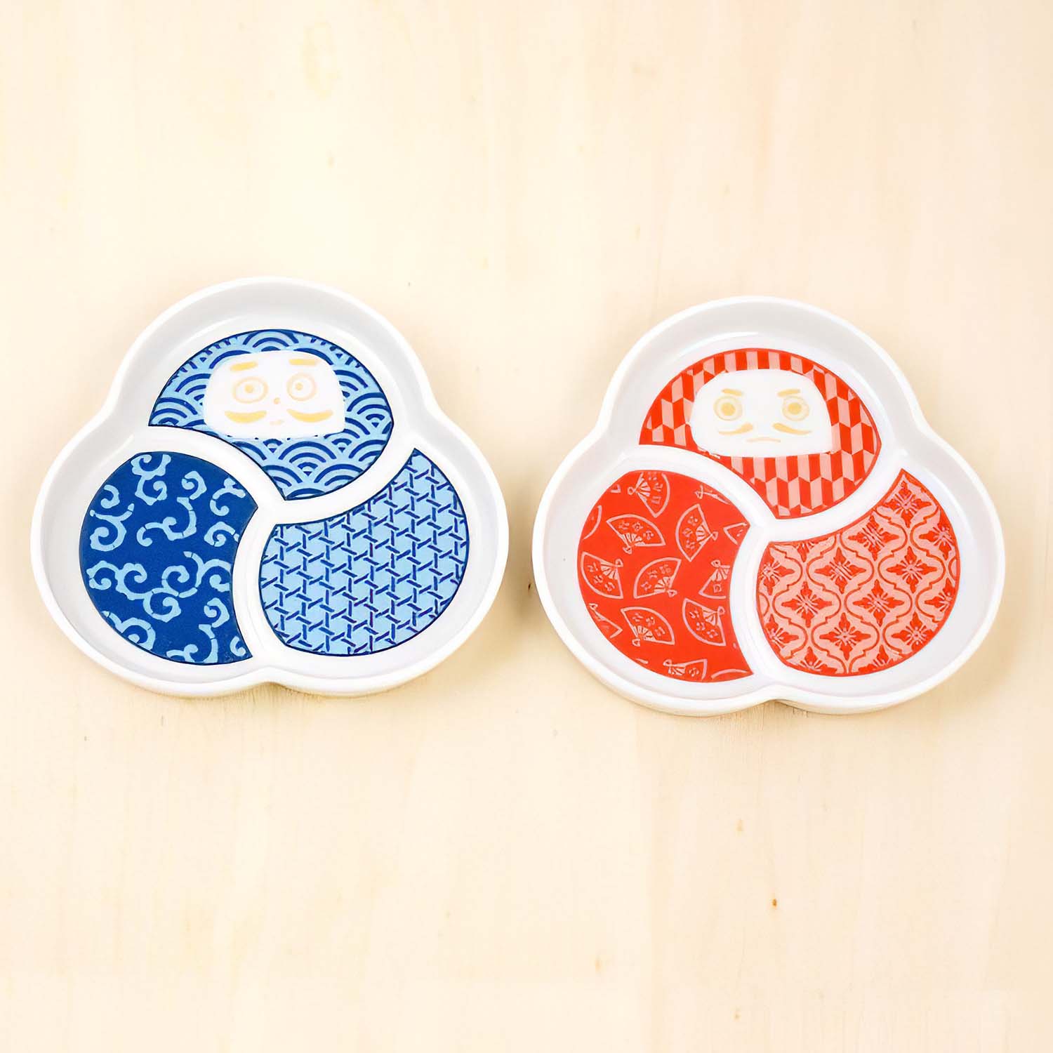 Harekutani Porcelain Daruma Small Plate - Japanese Handcrafted Ceramic Dish for Sushi, Appetizers & Home Decor