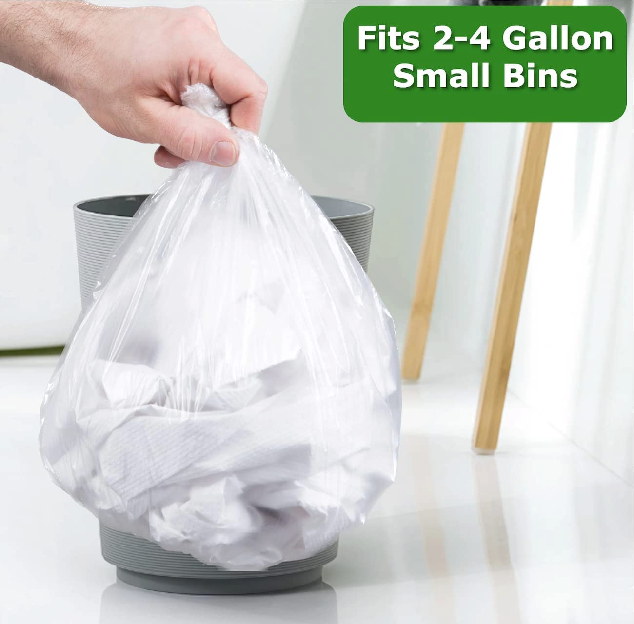 4 Gallon Small Trash Bags - Clear Plastic Wastebasket Liners for Bathroom, Home & Office Bins (200 Count) | Perfect for Kitchen, Bedroom, and Small Spaces