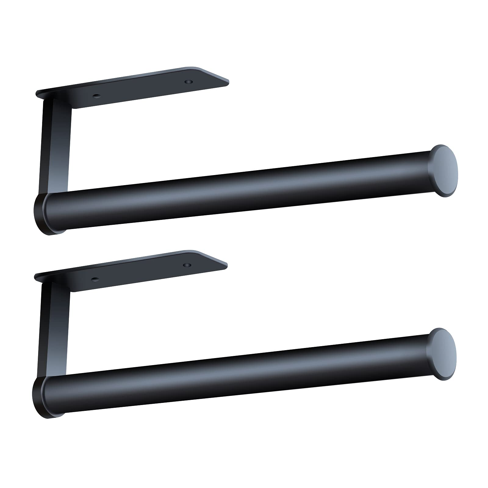 Stainless Steel Paper Towel Holder 2 Pack - 11 Inch Under Cabinet Kitchen Towel Roll Dispenser with Adhesive & Screws for Easy Installation (Black) - Perfect for Kitchen, Bathroom, and Office Use