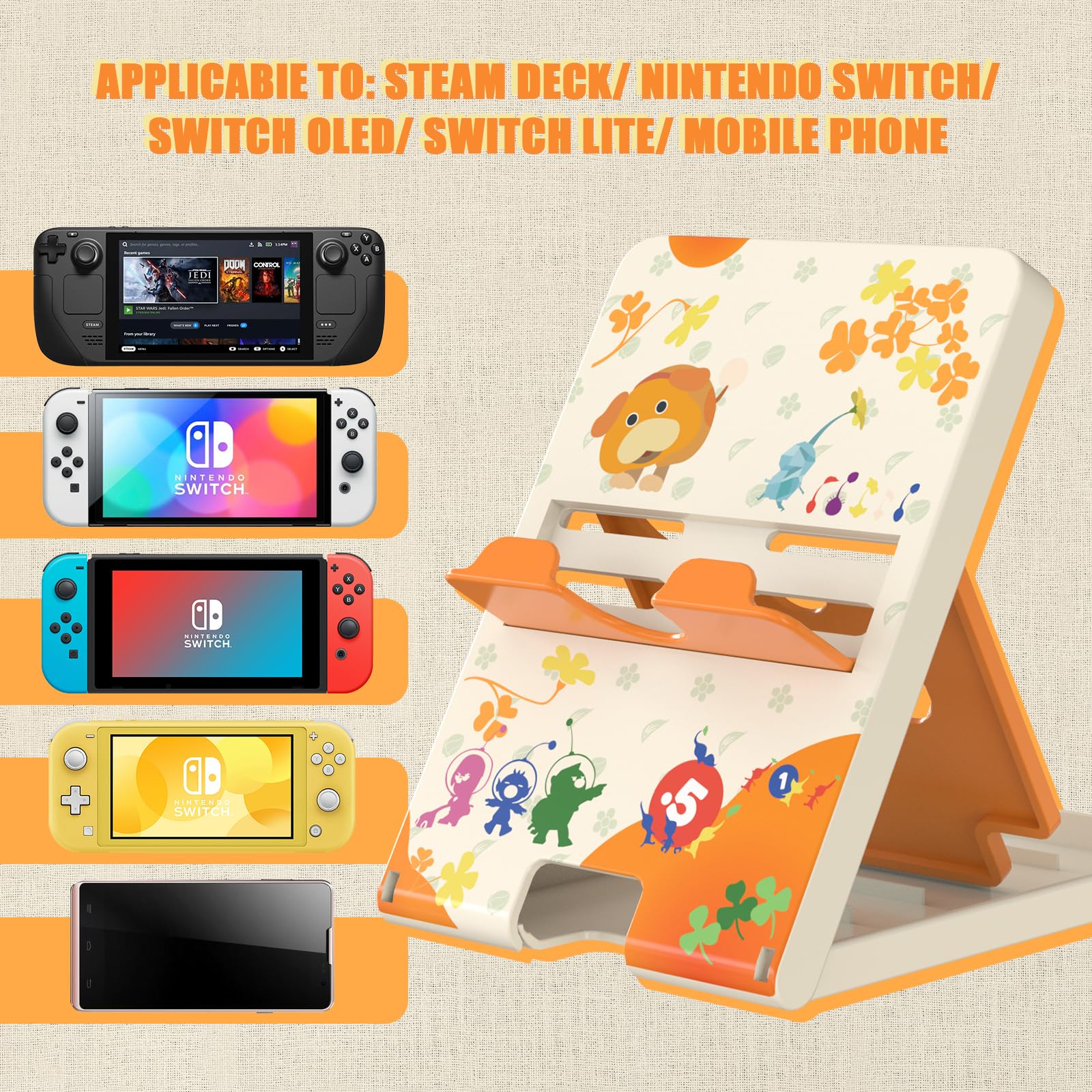Adjustable Nintendo Switch Stand for Switch, Switch OLED & Switch Lite - Foldable, Portable Playstand Holder for Gaming Accessories (PK-Black) | Perfect for Travel, Bedroom & On-the-Go Gaming