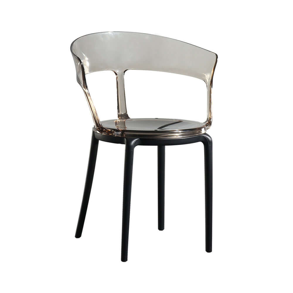 Modern Gray Acrylic Dining Chair with Arms - Stylish & Comfortable Seating for Kitchen, Dining Room, or Outdoor Patio