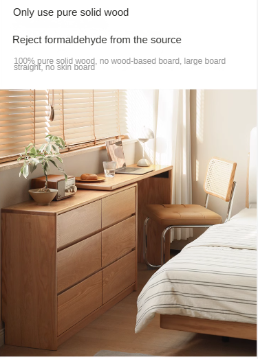Solid Oak Wood Ultra Narrow Dressing Table - Compact Vanity Desk for Small Spaces, Bedroom, Apartment & Dorm Room