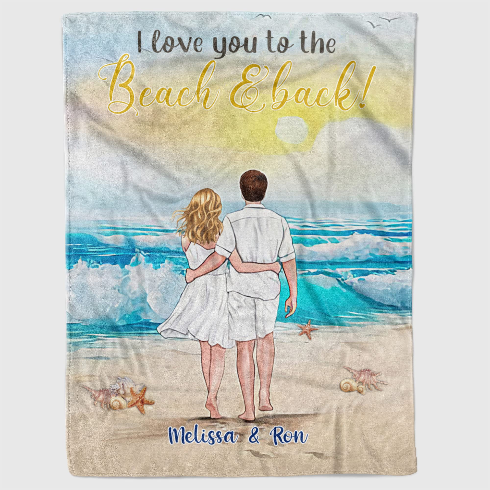 Personalized Fleece Sherpa Blanket for Couples - 'I Love You to The Beach and Back' Custom Gift for Husband/Wife | Valentine's Day, Anniversary & Romantic Getaway Gift | Soft Cozy Throw for Cuddling, Picnics & Beach Trips