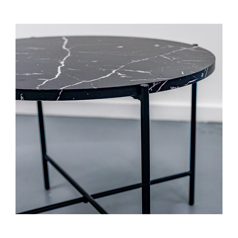 JADEN Large Side Table - 60cm Modern End Table in Black & White for Living Room, Bedroom & Office Decor