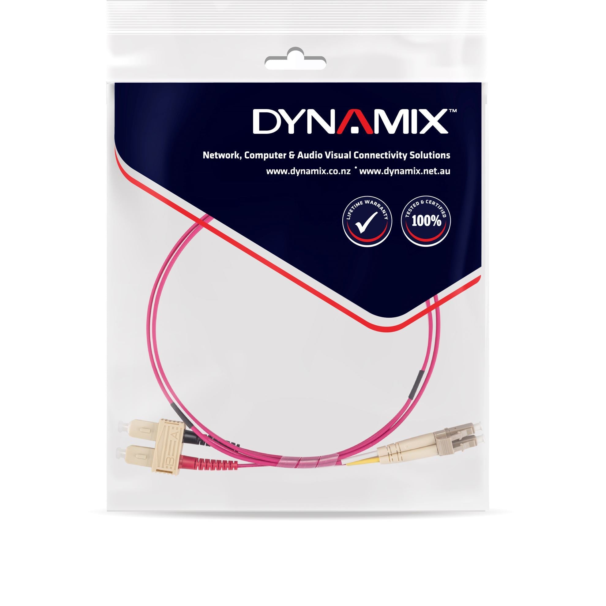 0.5M 50u LC/SC OM4 Duplex Multimode Fiber Optic Patch Cable - Raspberry Pink LSZH Jacket - High Speed Data Transmission for Server Rooms, Data Centers & Networking Applications