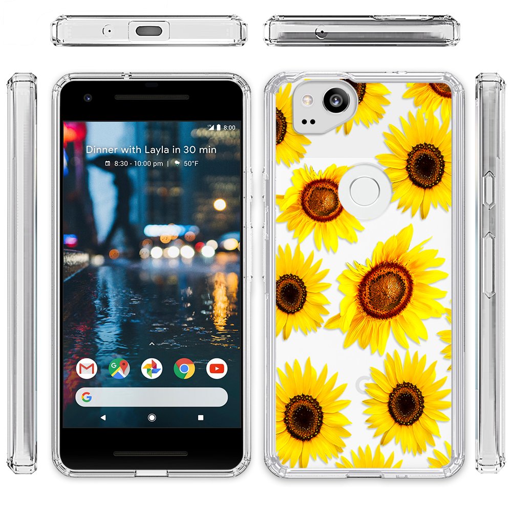 **Google Pixel 2 Case - Shockproof & Anti-Scratch Phone Cover with Glossy Blossoming Sunflower Design | Perfect for Everyday Protection & Style**