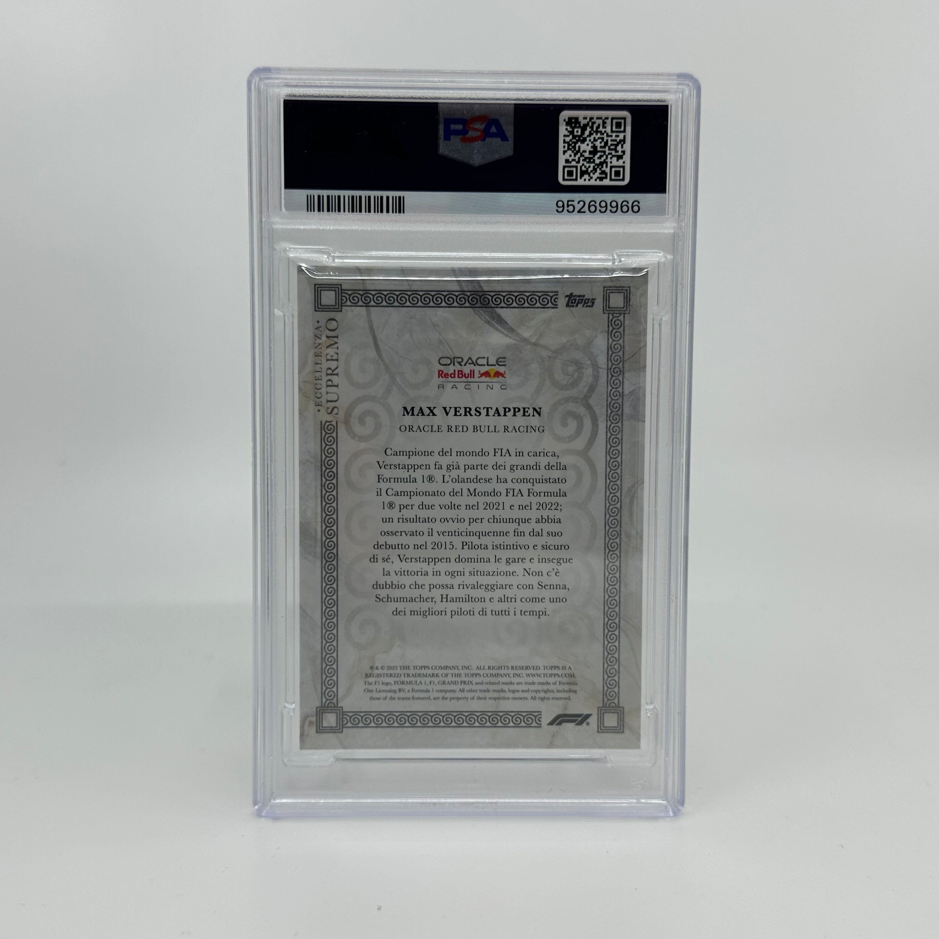 2023 Max Verstappen PSA 9 Eccellenza Supremo Trading Card - Perfect for Collectors, Sports Memorabilia Enthusiasts & Formula 1 Fans