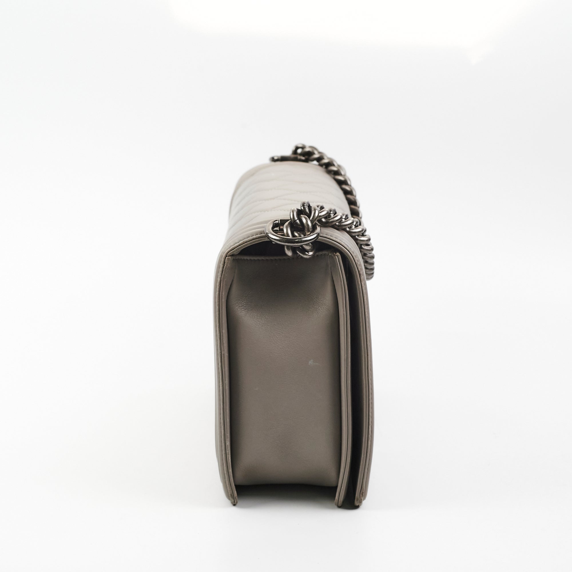 Chanel New Boy Lambskin Grey Leather Handbag - Luxury Designer Crossbody Bag for Women | Perfect for Evening Parties, Date Nights & Special Occasions