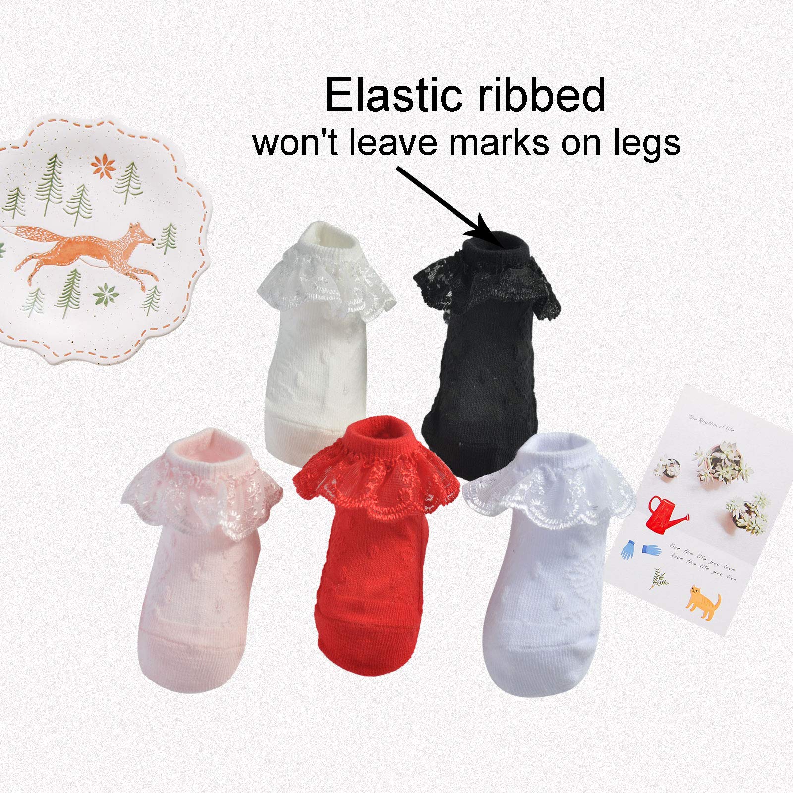 Baby Girl Lace Socks - Soft Double Eyelet Lace Ruffle Frilly Ankle Socks for Newborns, Infants & Toddlers (3-Pack Gift Set) - Perfect for Special Occasions, Photo Shoots & Everyday Outfits