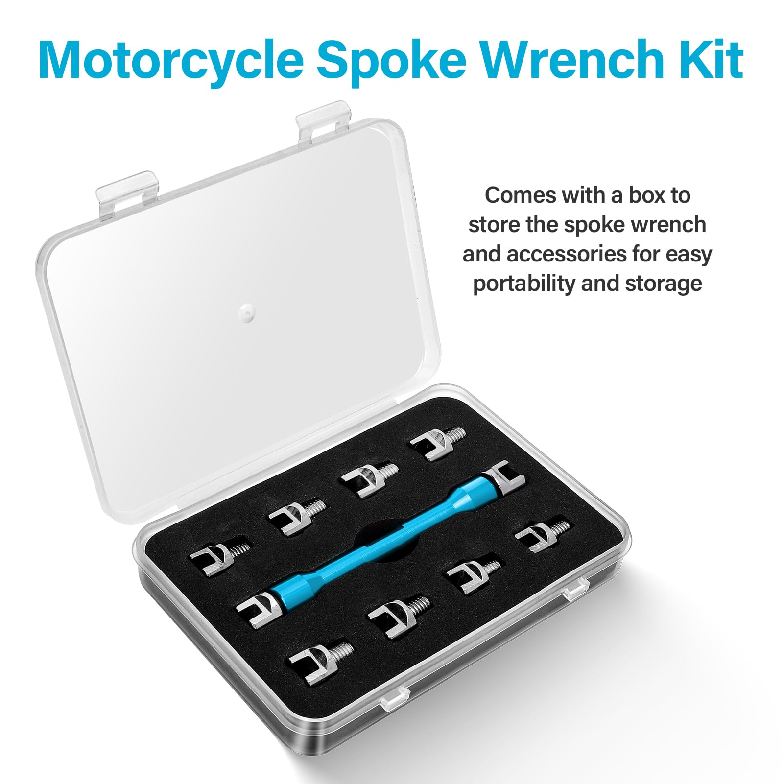 Premium Motorcycle Spoke Wrench Set - CNC Spanner Kit (5.0-6.8mm) with Durable Storage Box for Bike Wheel Maintenance - Perfect for Road Bikes, Dirt Bikes & Cruisers (Blue) - WODHMIEYgrkzgqvbu1-11