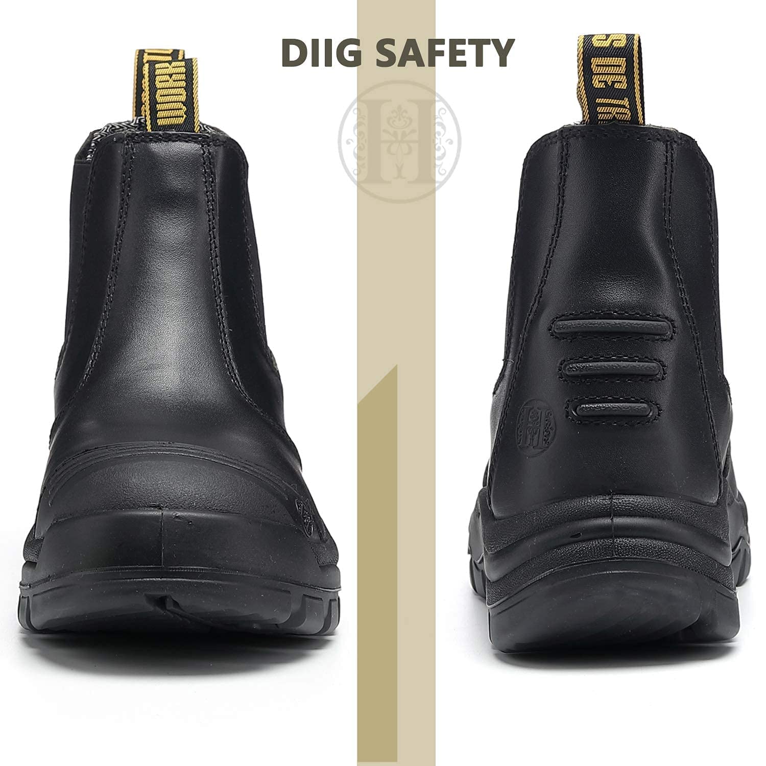 **DIIG Men's Steel Toe & Soft Toe Work Boots - Waterproof, Slip Resistant, Anti-Static Safety Shoes for Construction, Warehouse & Outdoor Work**    *(Perfect for Construction Sites, Warehousing, Landscaping & Heavy-Duty Jobs - Durable & Comfortable Work Footwear)*