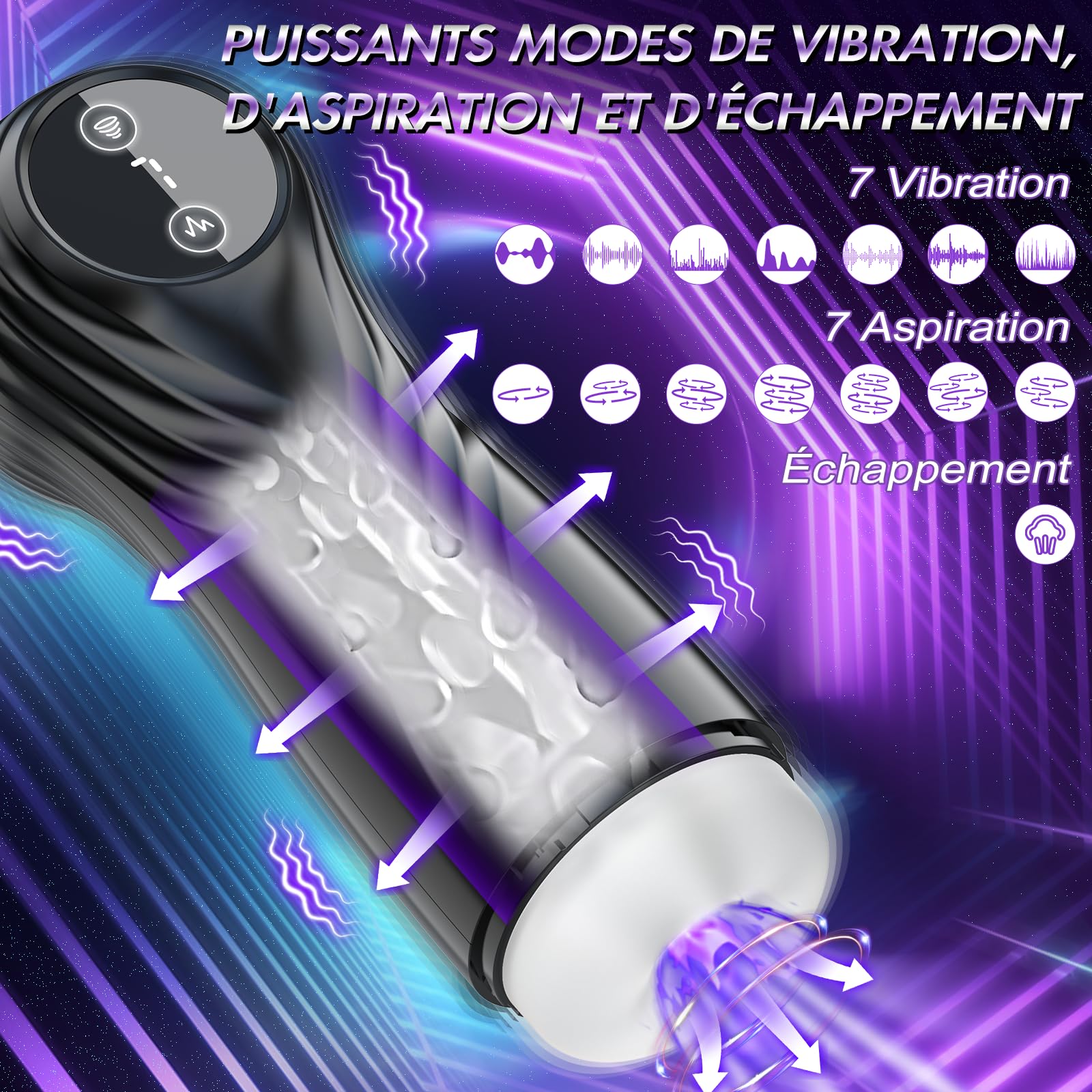 7 Suction & Vibration Male Masturbator with LCD Screen - Hands-Free Realistic 3D Vagina Sex Toy for Men & Couples - Perfect for Solo Play, Couples Intimacy & Discreet Pleasure