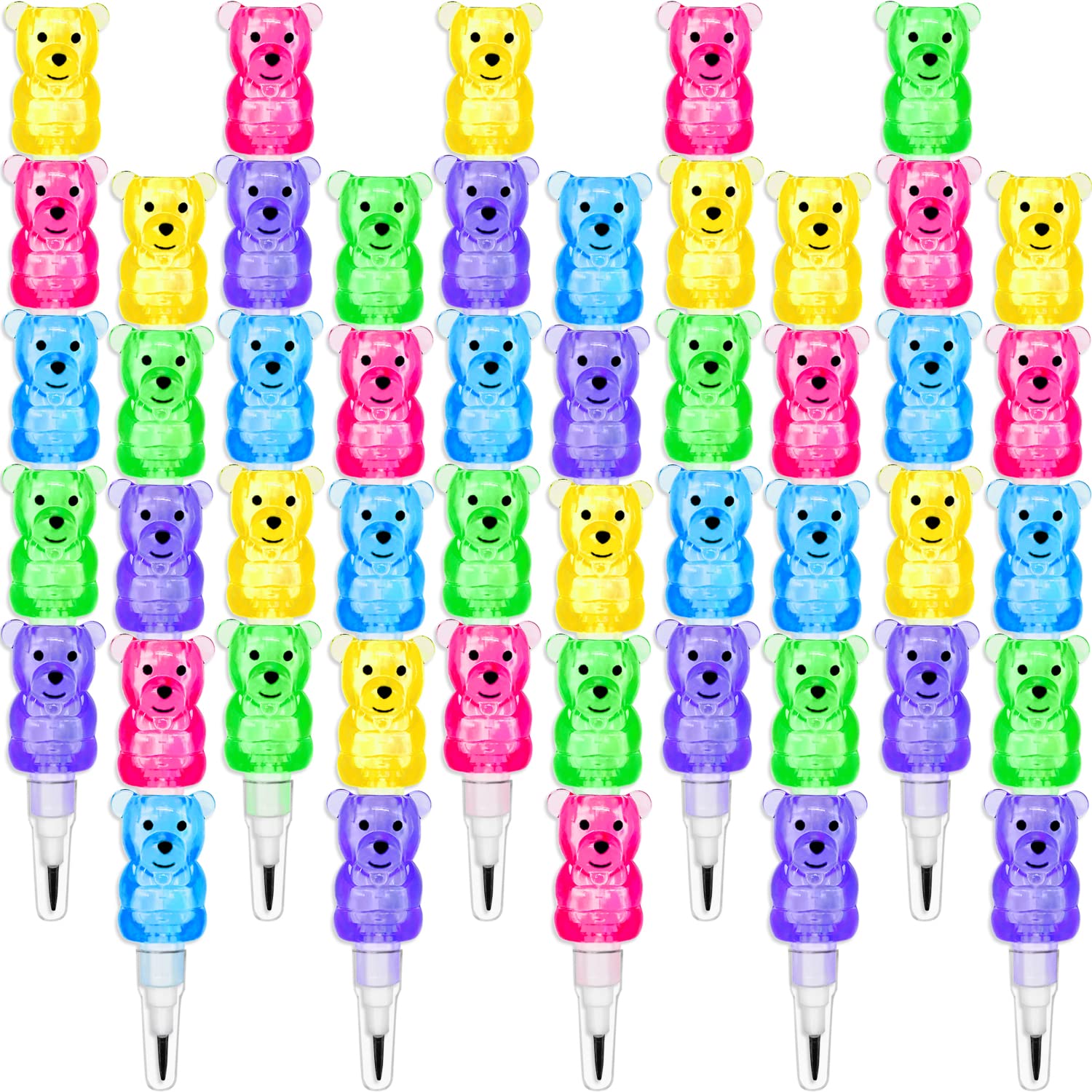 30Pcs Stackable Bear Shaped Pencils - 5 Colorful Plastic Pencils for Kids, Fun Learning & Gift Supplies | Perfect for Birthday Party Favors, Classroom Rewards, Goodie Bag Fillers | Ideal for School, Home, Office & Art Projects | Great for School Supplies, Teacher Rewards & Creative Drawing | Use for Back-to-School, Holiday Gifts & DIY Crafts