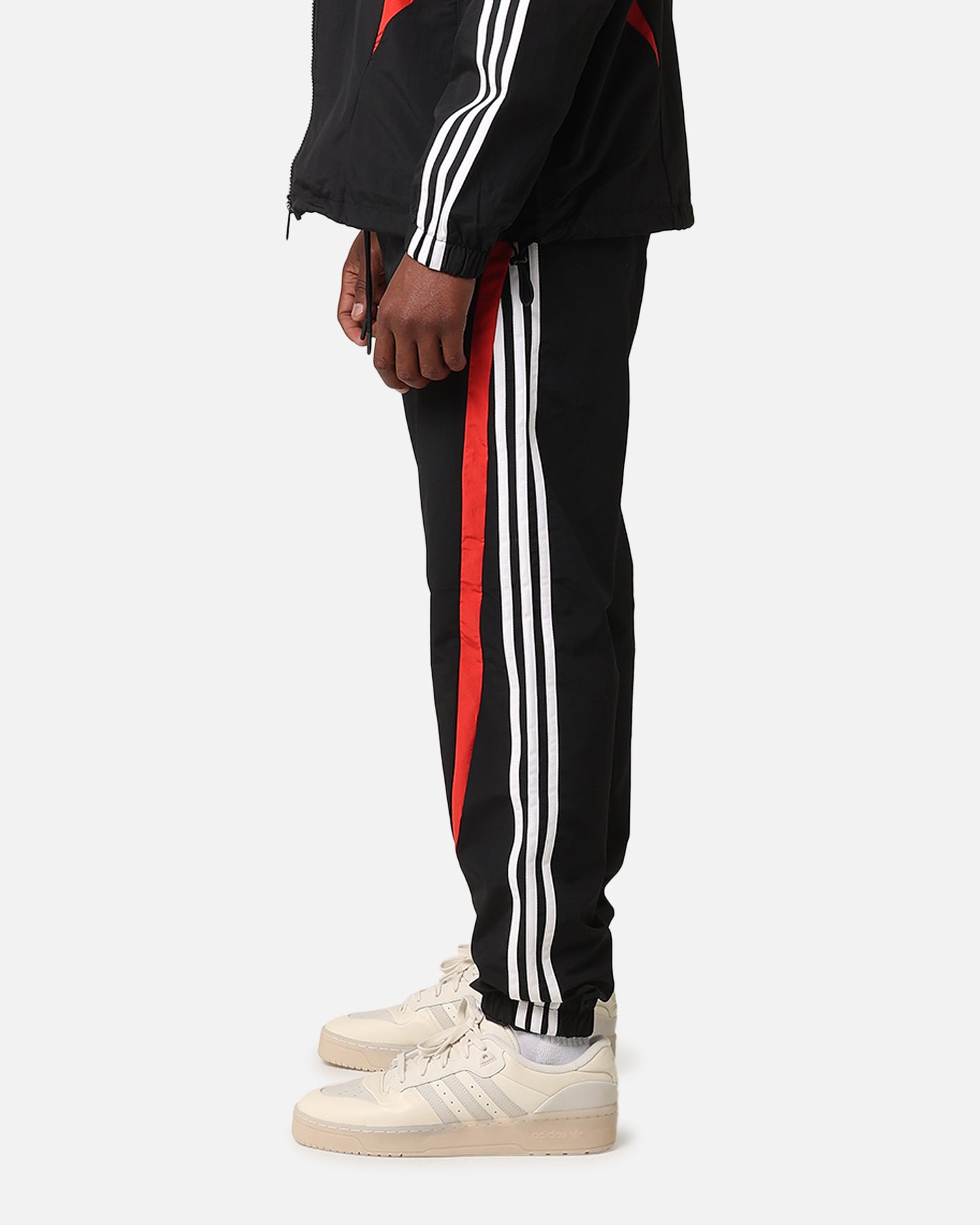 Adidas Archive Pants for Men - Black/Red Athletic Joggers with Tapered Fit - Perfect for Running, Gym Workouts & Casual Streetwear