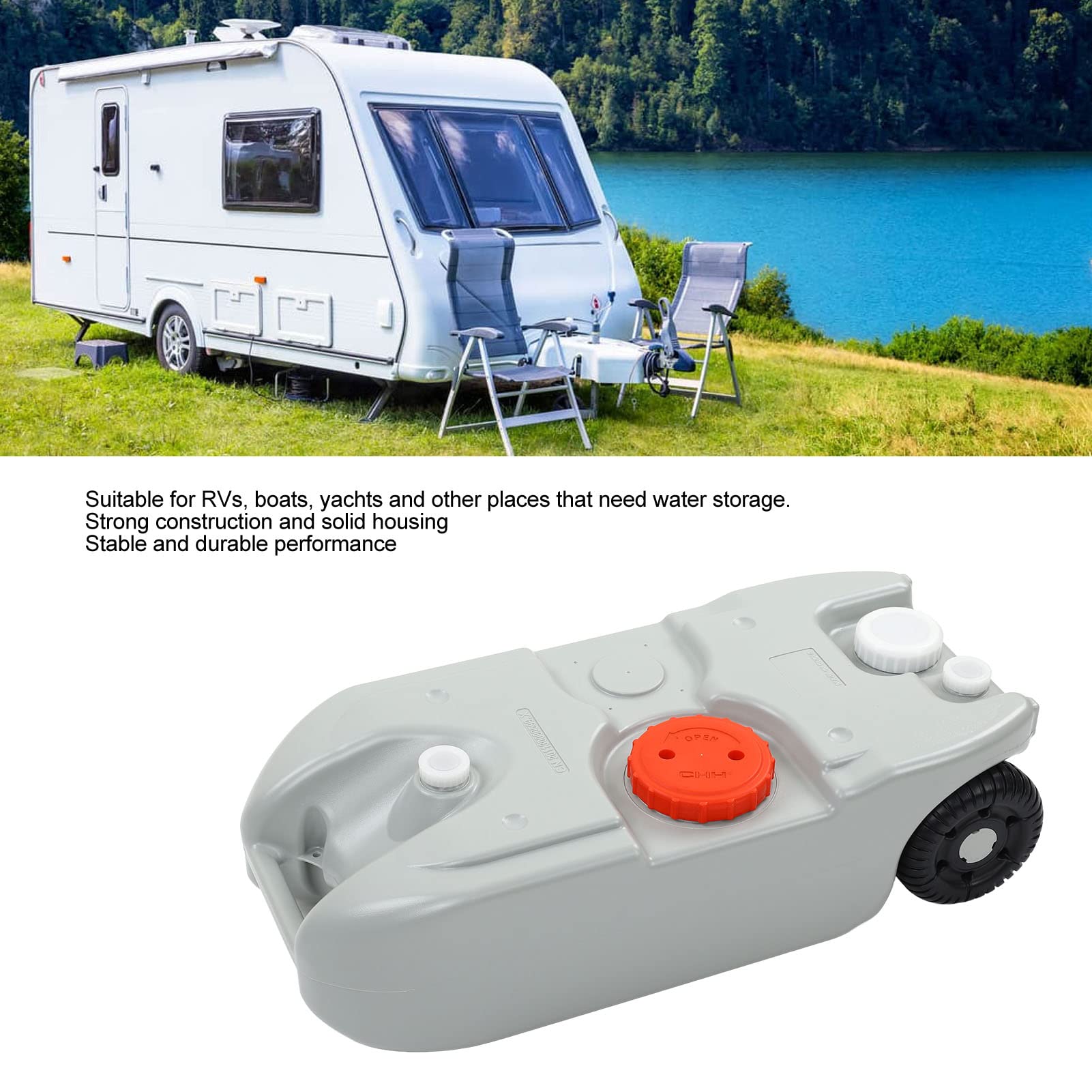 40L Large Capacity RV Portable Waste Tote with 2 Removable Pulleys - Heavy Duty RV & Boat Waste Holding Tank for Easy Dumping & Transport - Perfect for Camping, Road Trips & Marine Use