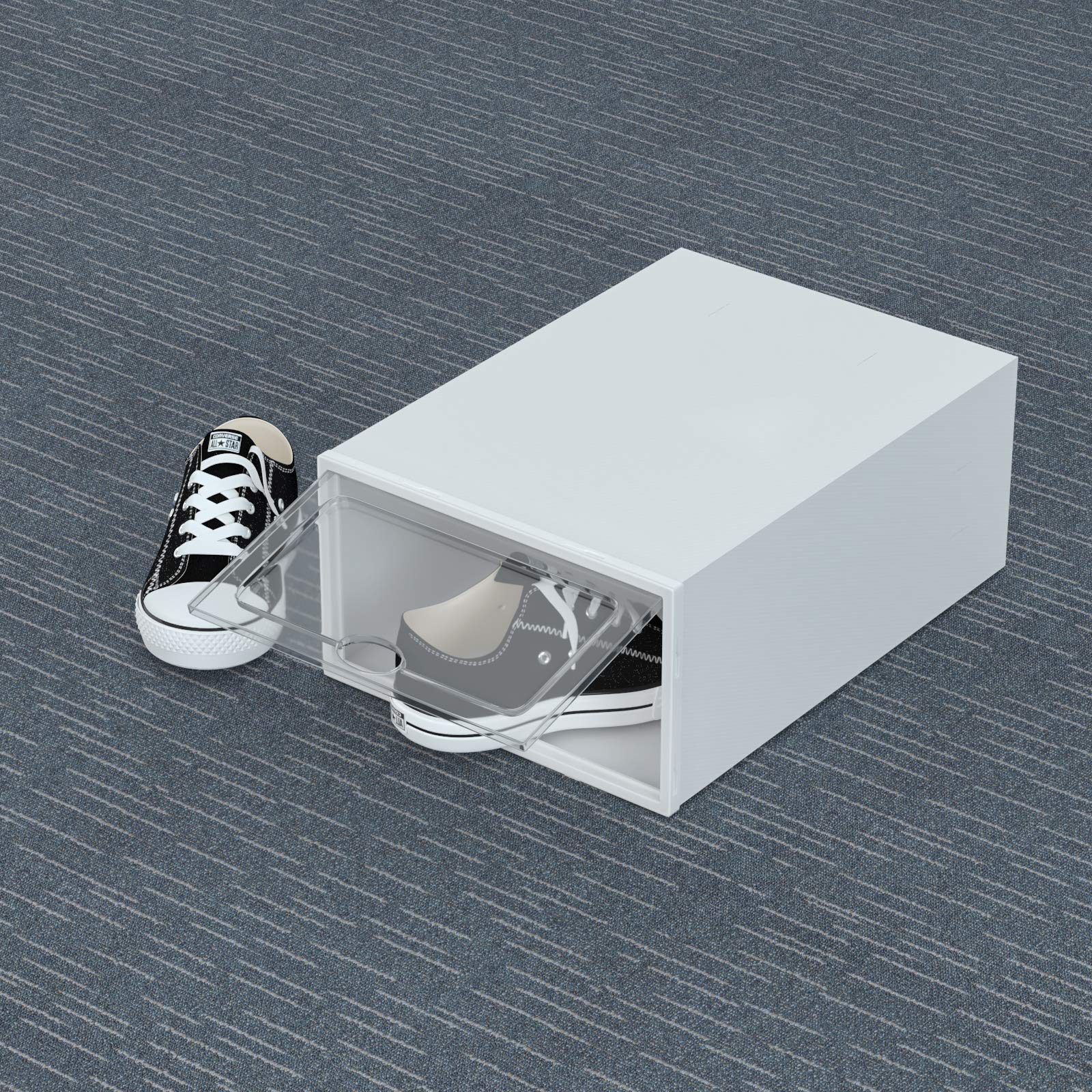 HOMIDEC 12-Pack Clear Plastic Shoe Storage Boxes with Lids - Stackable Shoe Organizer Containers for Men & Women (13” x 9” x 5.5”) - Perfect for Closet, Bedroom, and Entryway Organization