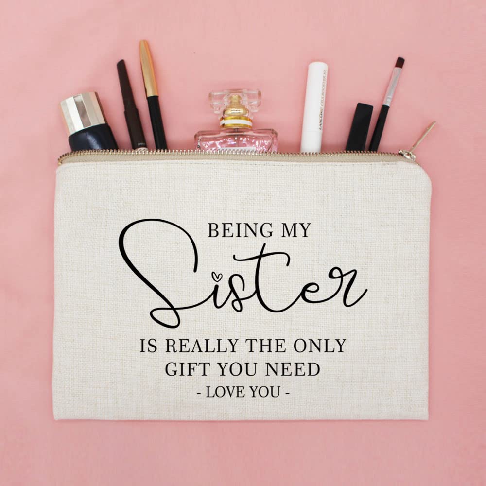 Funny Sister Gift Ideas - Cute Makeup Bag for Best Sister Birthday Present | 