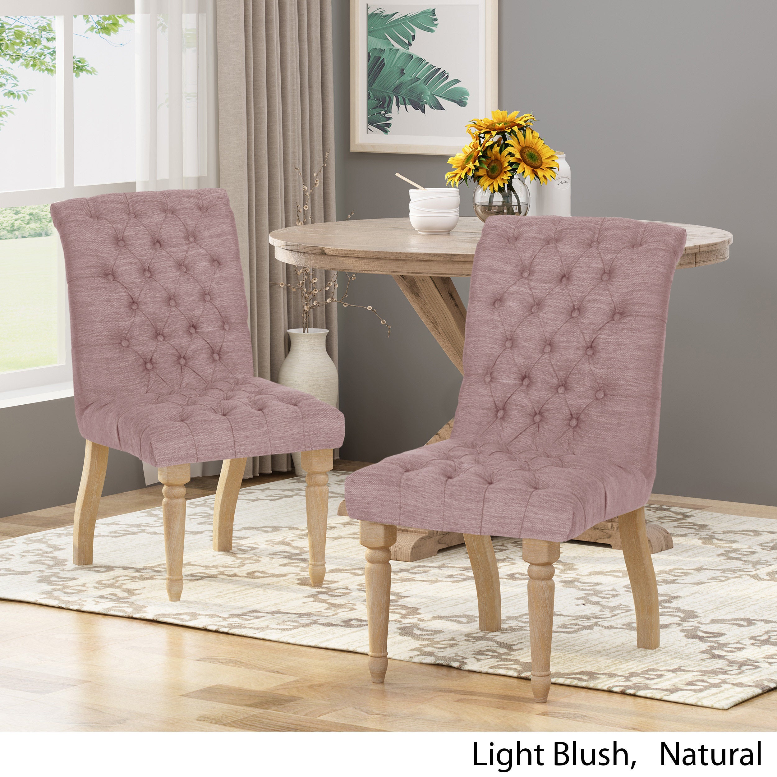 Modern Accent Chairs Set of 2 - Mid Century Style Upholstered Armchairs for Living Room, Lounge & Office - Comfortable Fabric Dining Chairs with Wooden Legs (Beige)