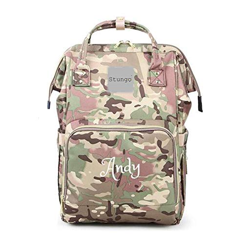 Custom Monogram Embroidered Large Diaper Backpack - Personalized Baby Bag for Moms, Tote & Knapsack Style (Camo Print) | Perfect for Daycare, Travel & On-the-Go Parenting