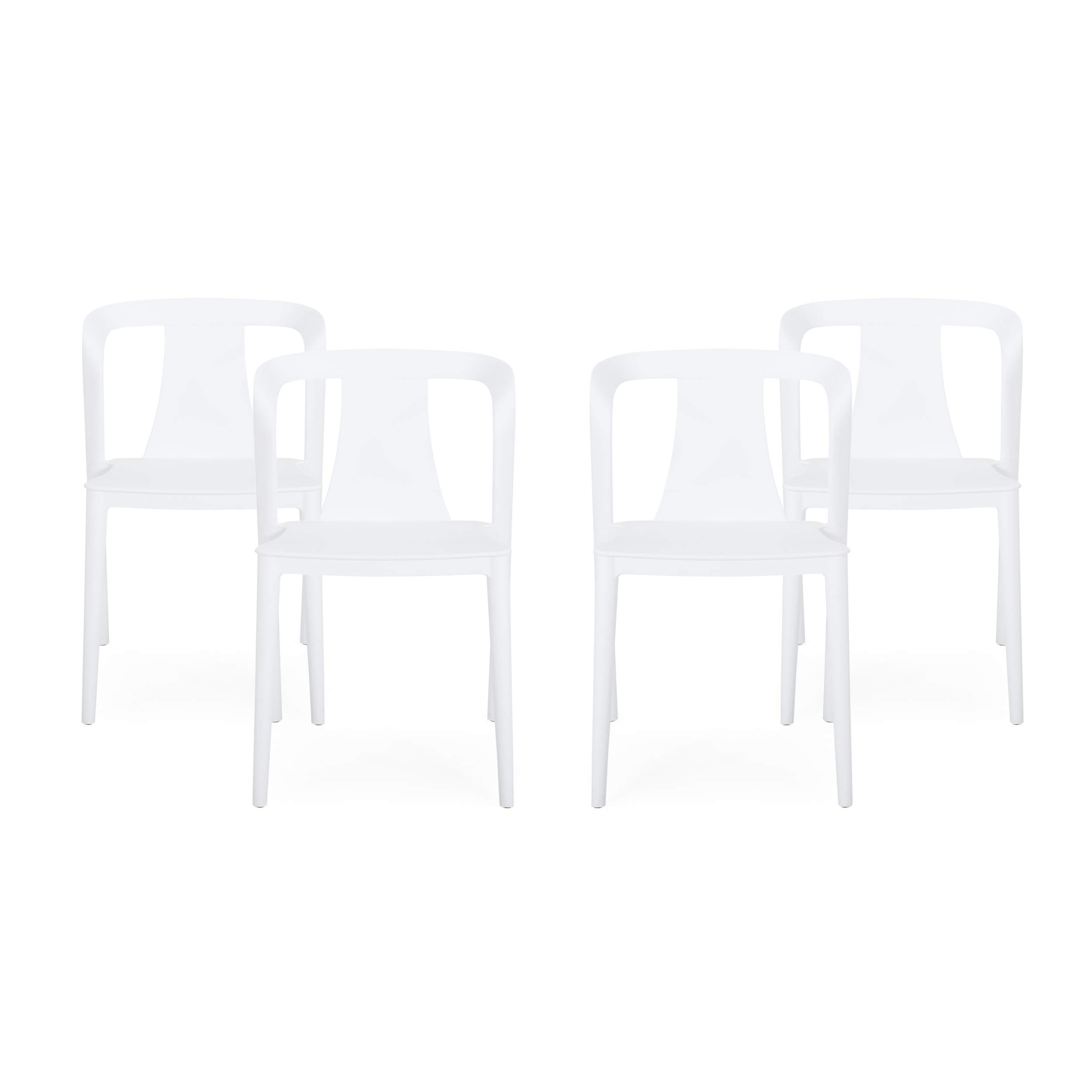 Christopher Knight Home Ianthe Outdoor Dining Chairs (Set of 4) - Weather-Resistant White Patio Furniture for Garden, Poolside, and Backyard Dining