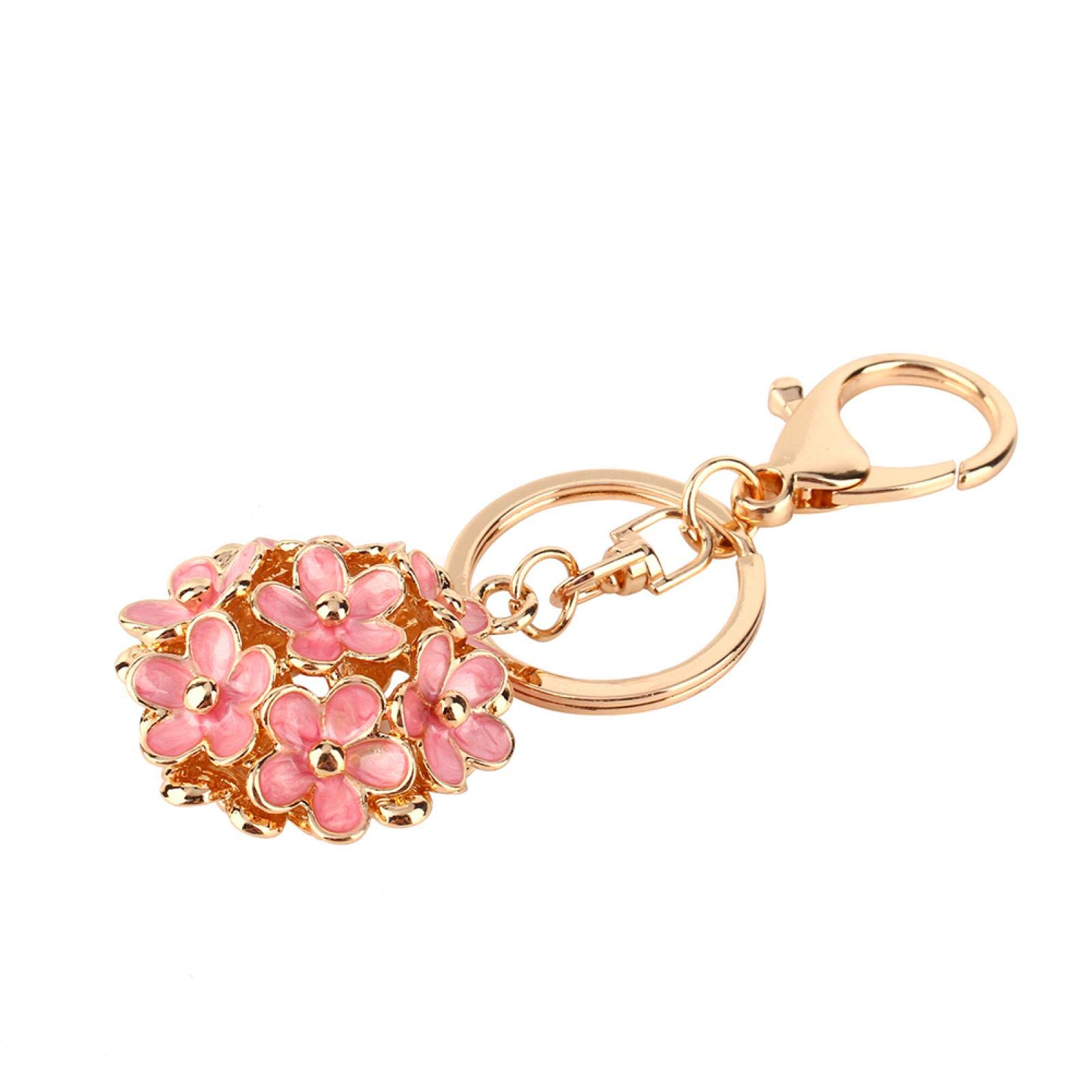 3.93 Inch Floral Alloy Keychain for Women - Elegant Flower Ball Key Ring for Car Keys | Perfect Christmas Gift for Girlfriend, Wife & Daughter | Great for Everyday Use, Key Organization & Gift Giving