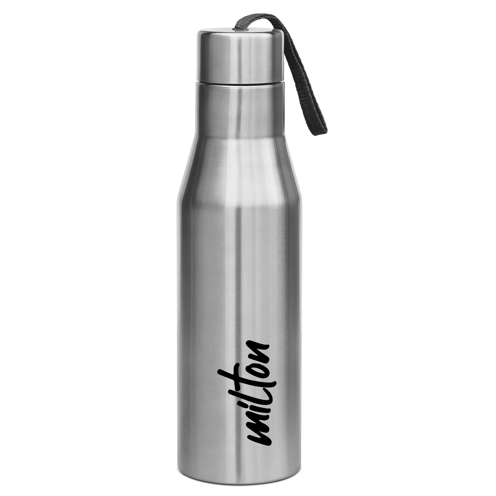 Milton Glassy 750 Thermosteel Water Bottle with Drinking Cup Lid - 750ml Insulated Stainless Steel Water Bottle, Grey | Milton Super 1000 Stainless Steel Water Bottle - 1000ml Vacuum Insulated Thermos, Silver | Perfect for Hiking, Gym & Outdoor Activities